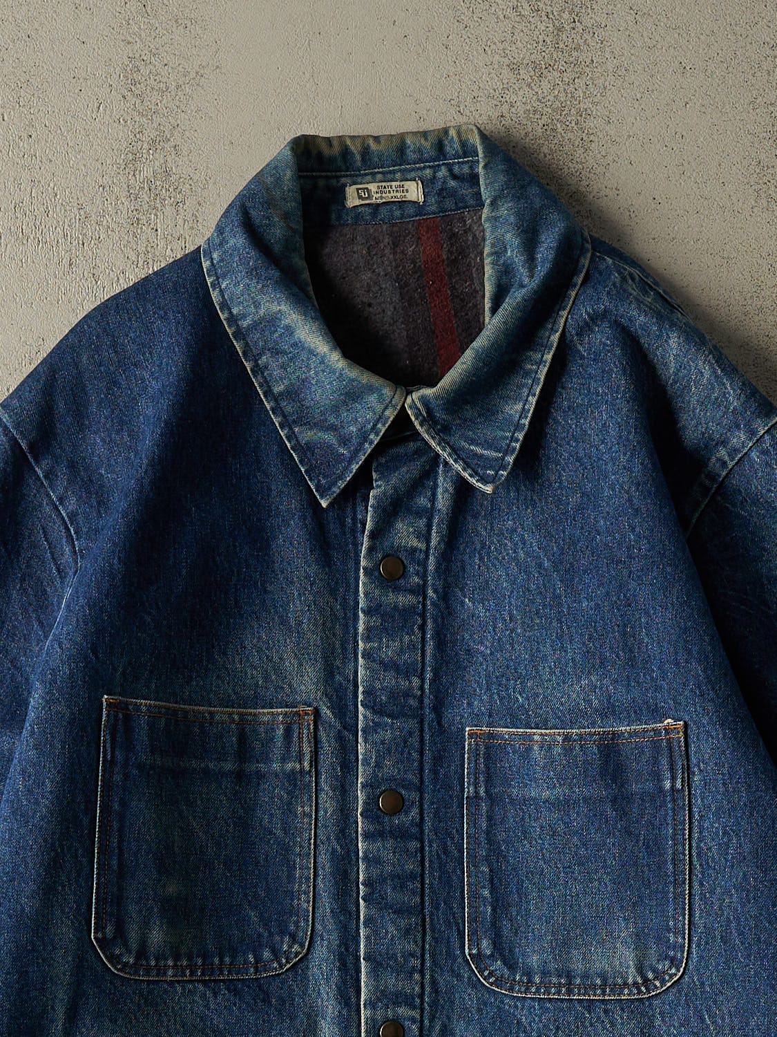 Vintage 80s RARE Dark Wash Blanket Lined Denim Chore Jacket (XXL/XXXL)