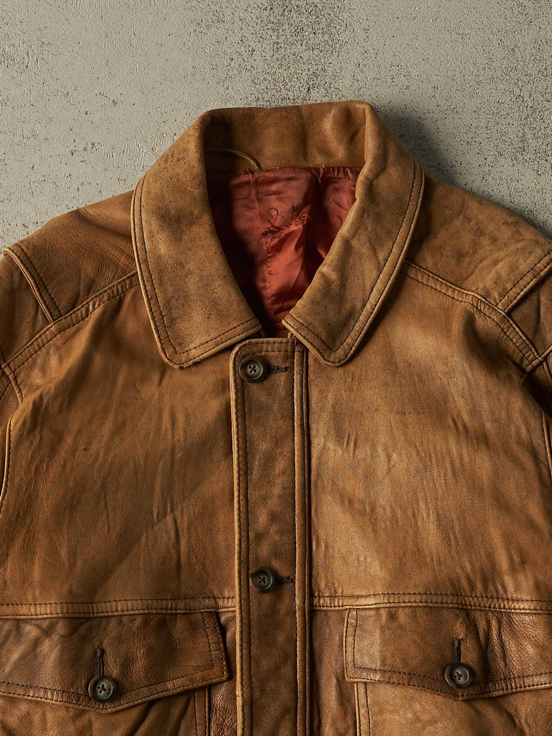 Vintage 70s Brown Leather Bomber Jacket (S/M)