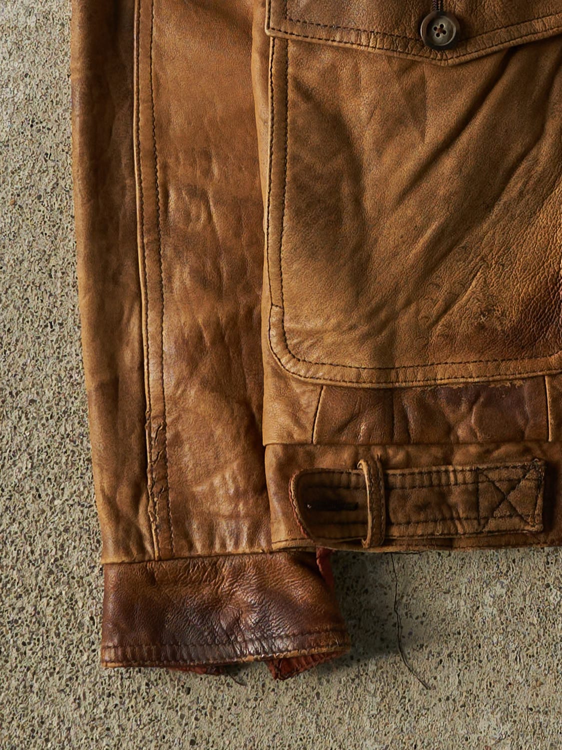 Vintage 70s Brown Leather Bomber Jacket (S/M)