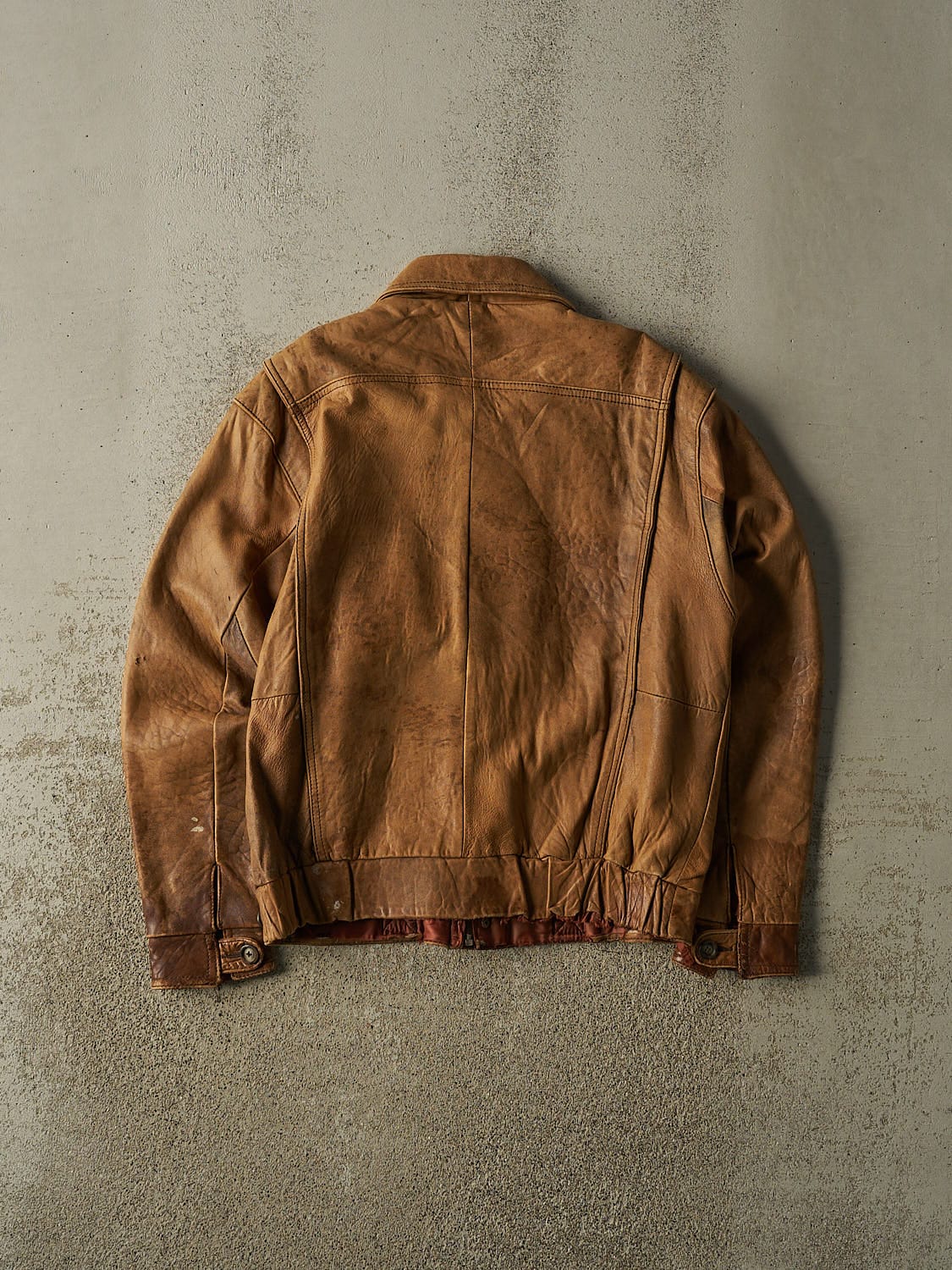 Vintage 70s Brown Leather Bomber Jacket (S/M)