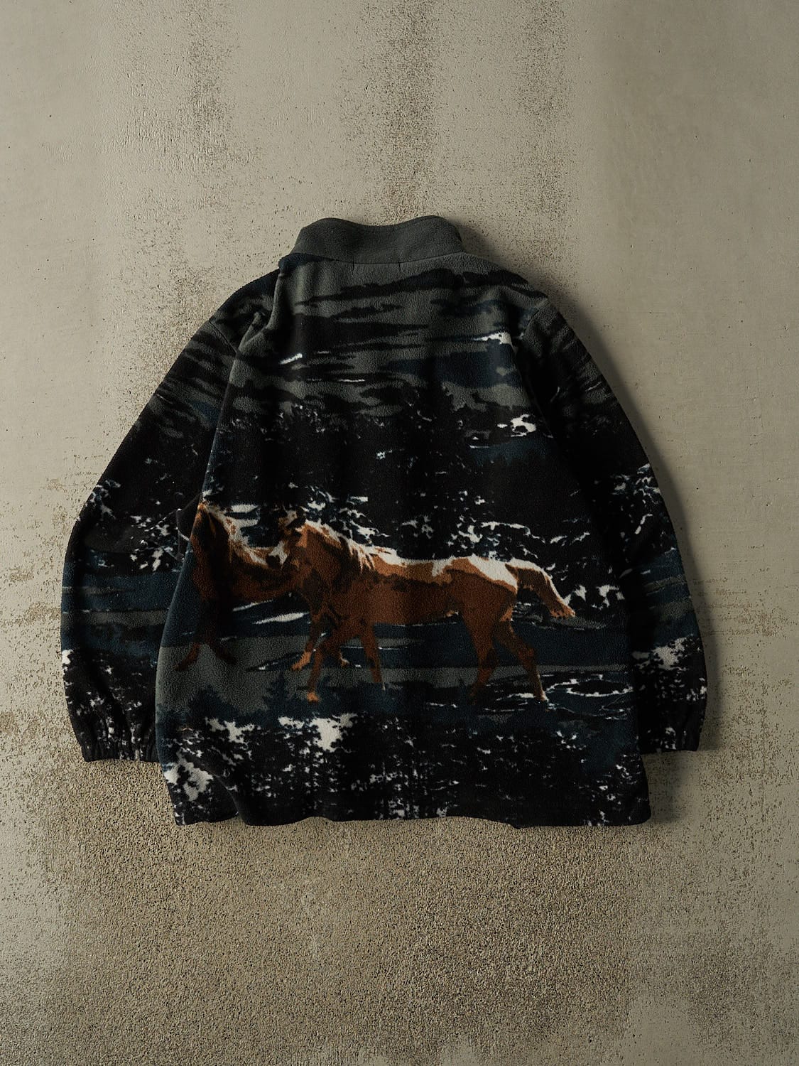Vintage 90s Black Horse Zip Up Fleece (XL)