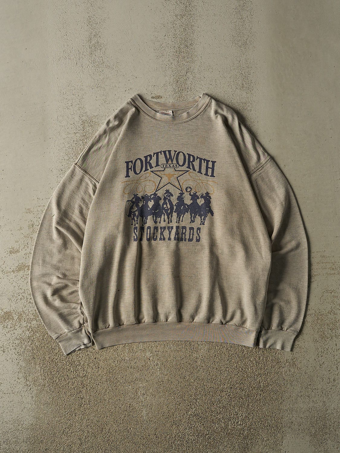 Vintage 90s Grey Fort Worth Texas Stockyards Crewneck (XL)