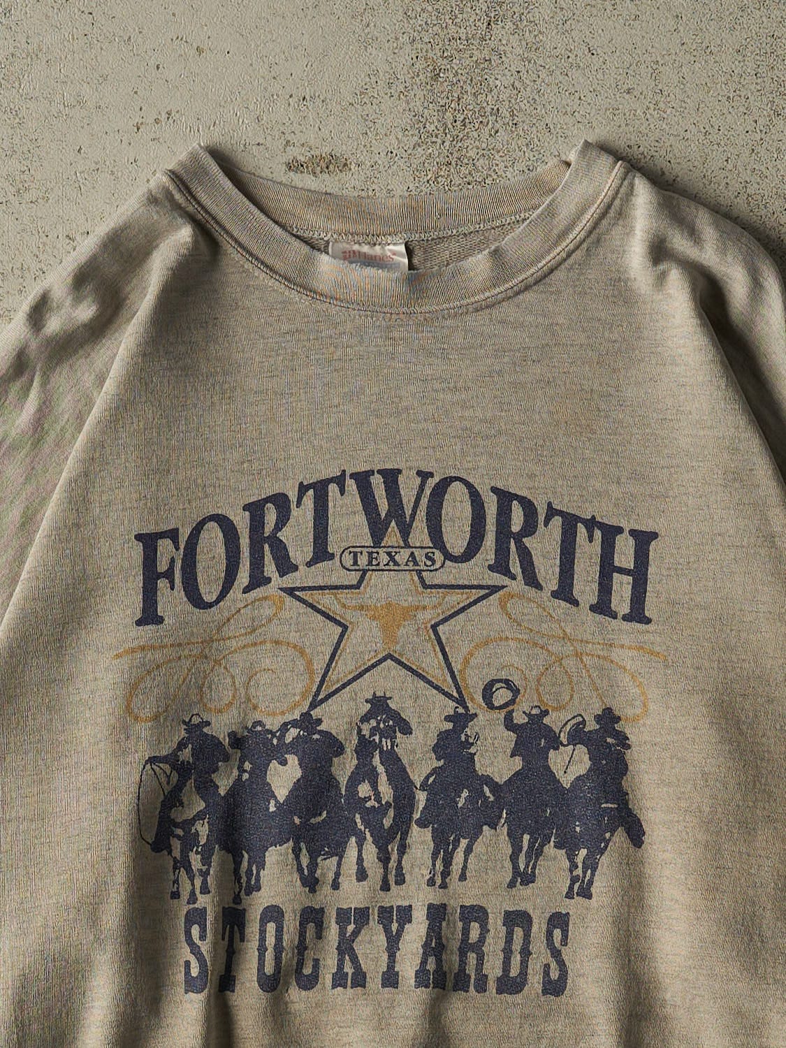 Vintage 90s Grey Fort Worth Texas Stockyards Crewneck (XL)