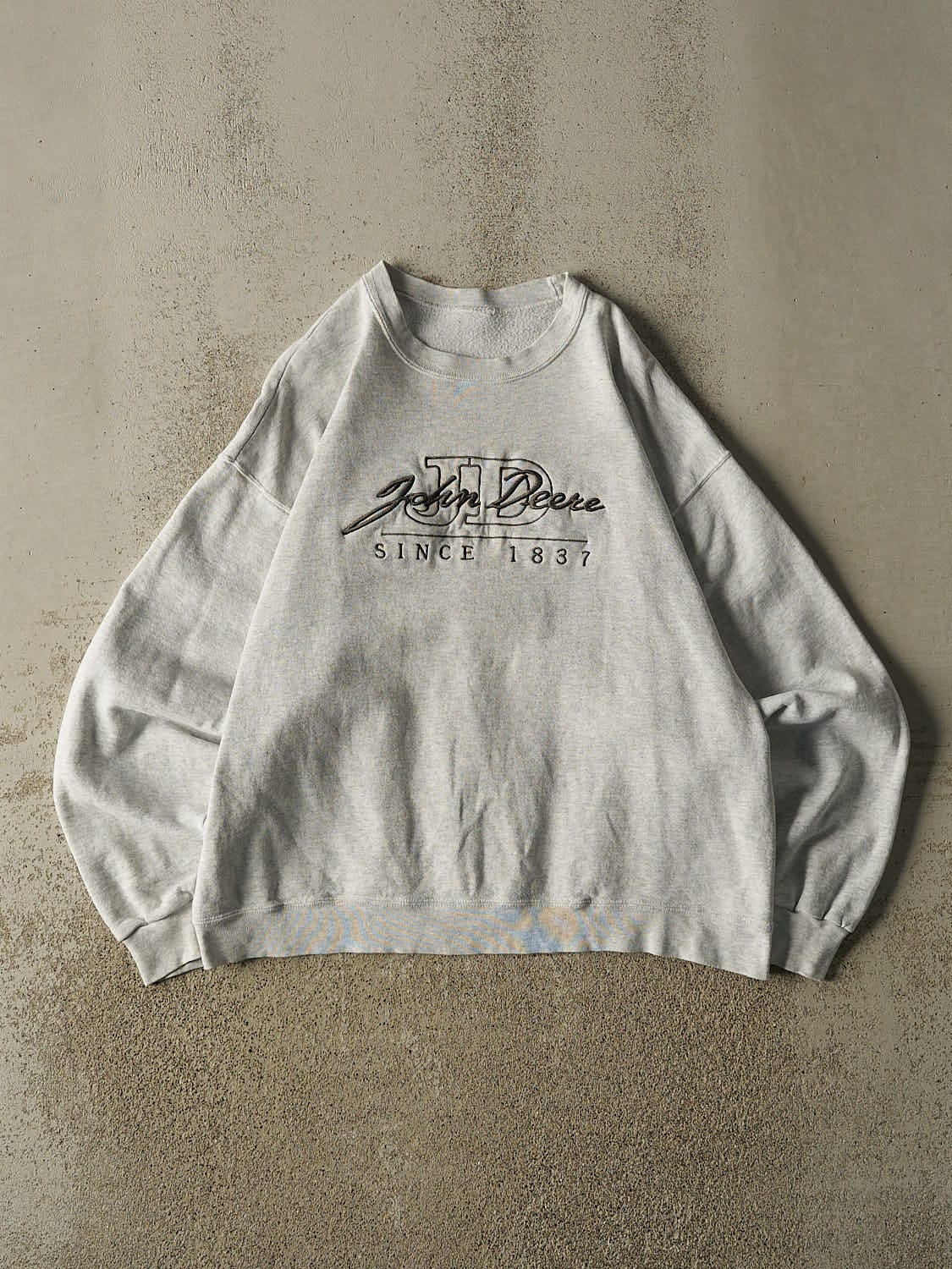 Vintage 90s Heather Grey John Deere Embroidered Crewneck (M/L)