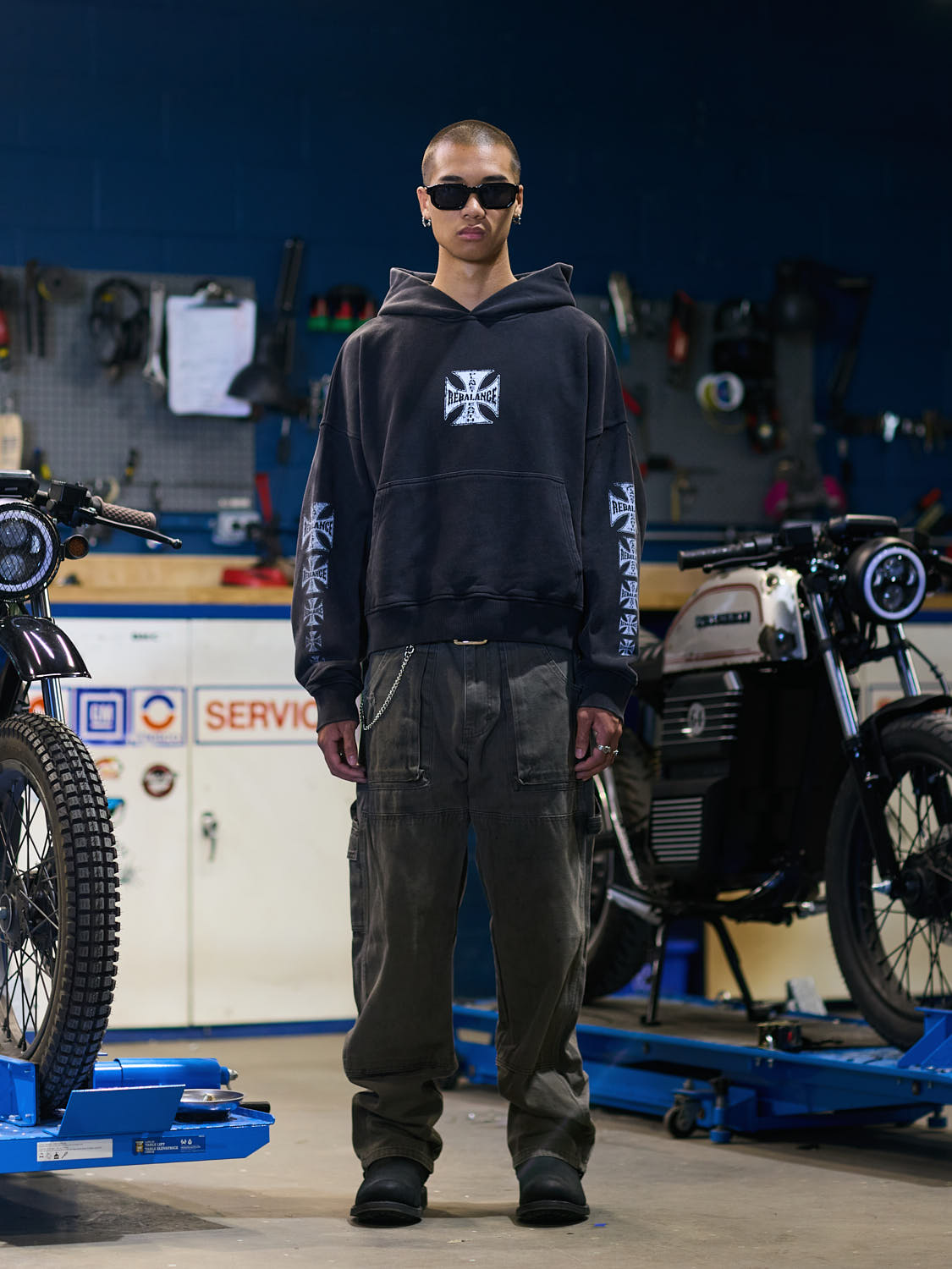 Rebalance The Earth Biker Hoodie - Jet Black