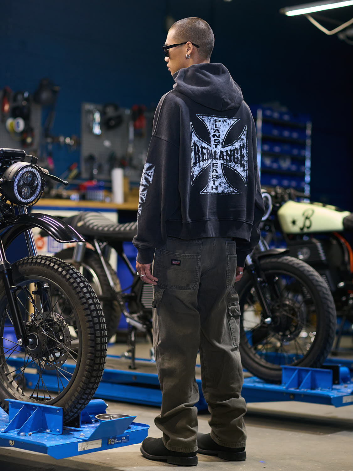 Rebalance The Earth Biker Hoodie - Jet Black