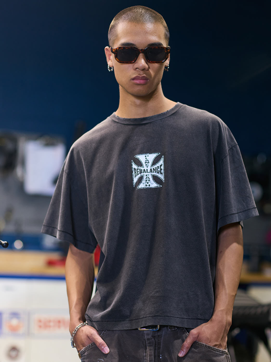 Rebalance The Earth Biker Tee - Jet Black