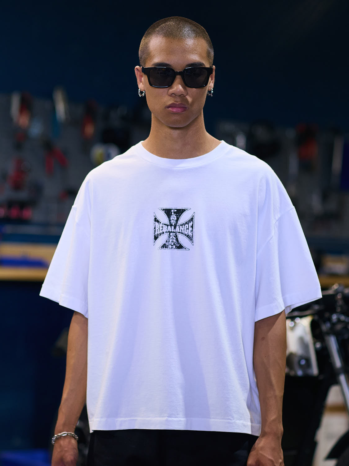 Rebalance The Earth Biker Tee - White