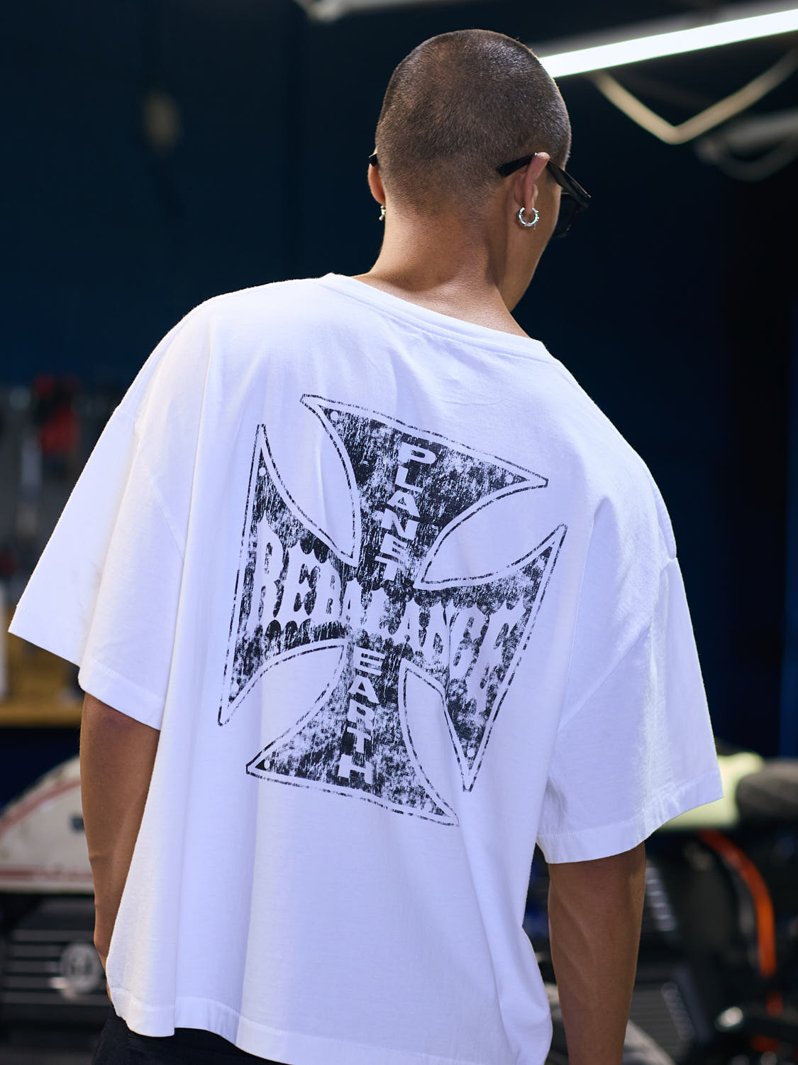 Rebalance The Earth Biker Tee - White