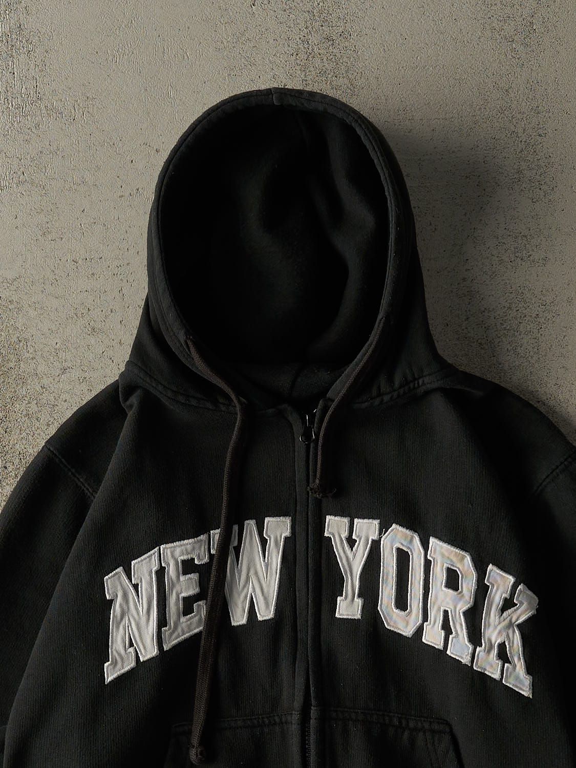 Vintage 90s Black New York Embroidered Zip Up Hoodie (S)