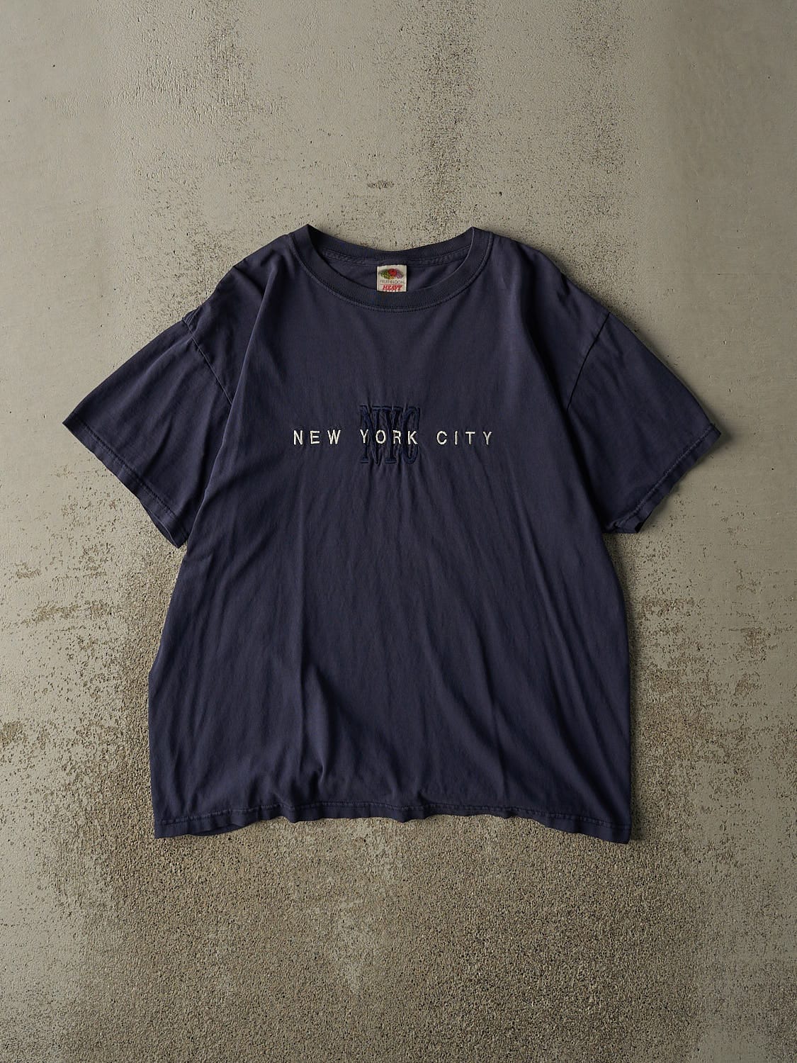 Vintage 90s Navy Blue New York City Embroidered Tee (L)