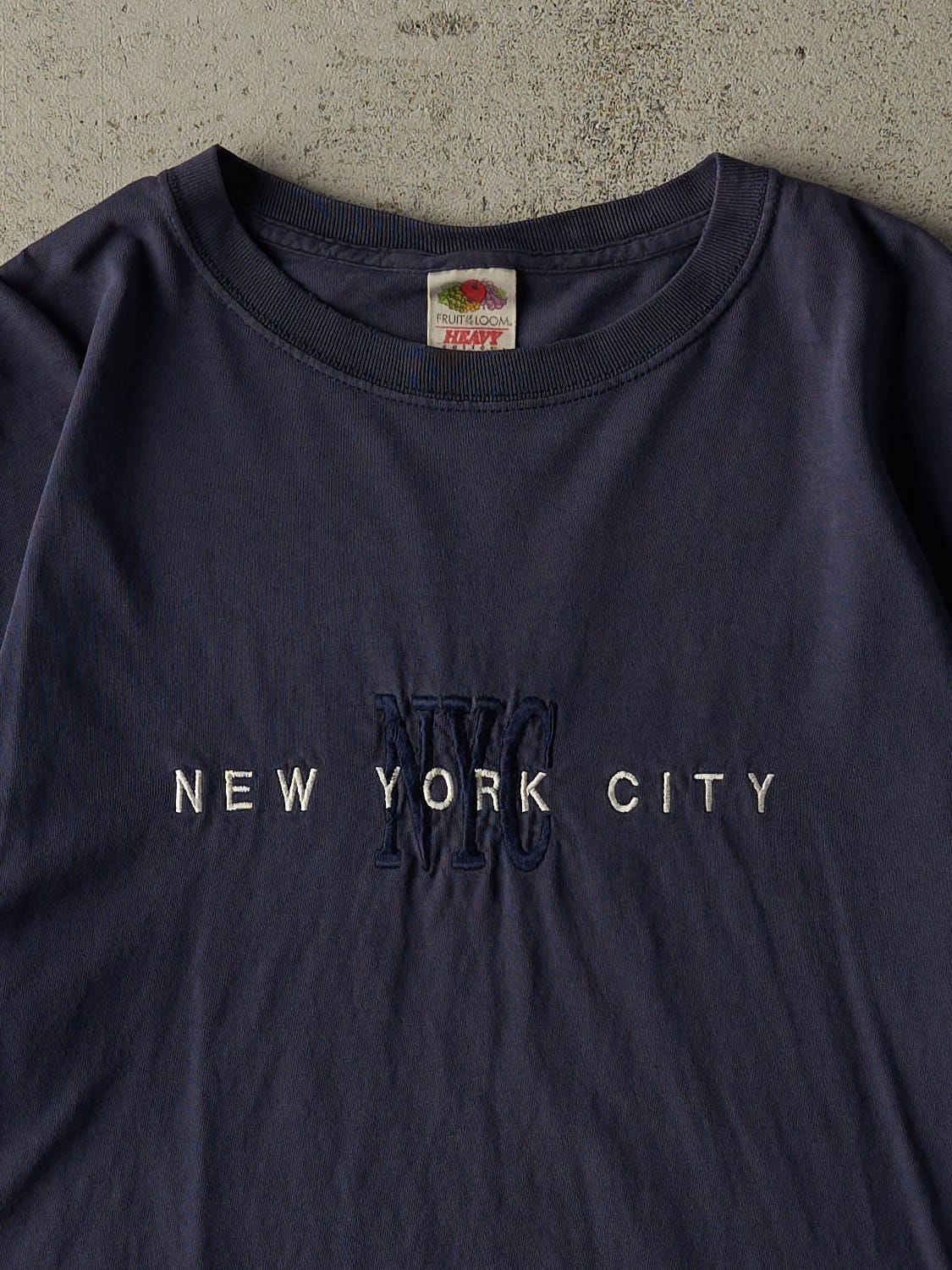 Vintage 90s Navy Blue New York City Embroidered Tee (L)