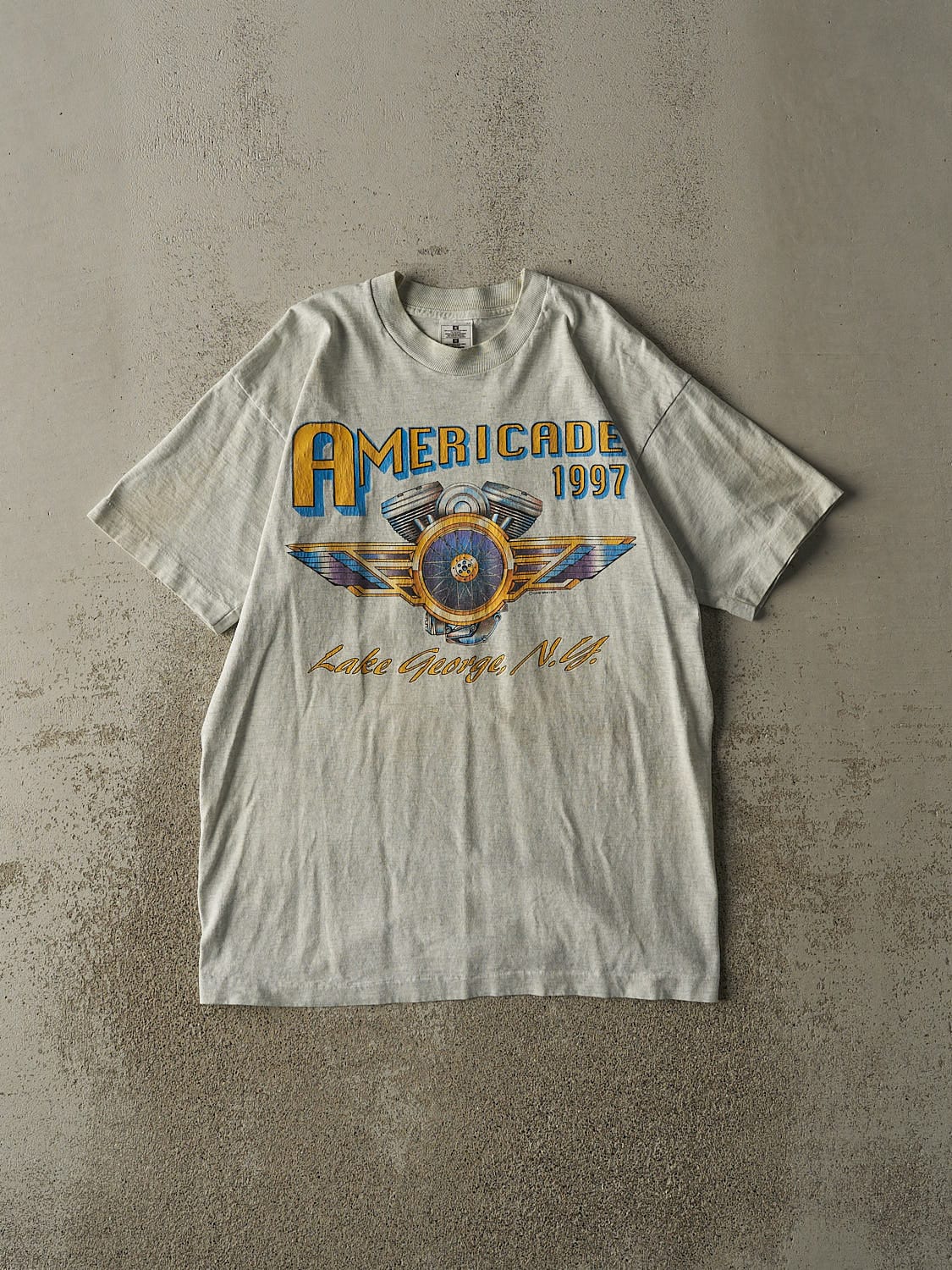 Vintage 97' Heather Grey Americade Lake George New York Tee (M/L)