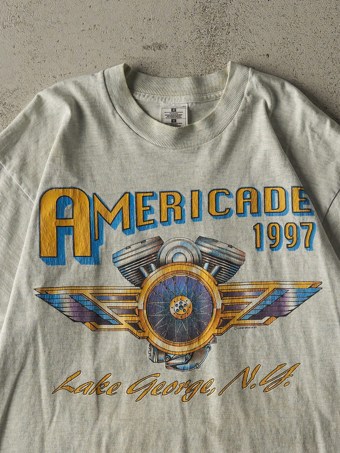Vintage 97' Heather Grey Americade Lake George New York Tee (M/L)