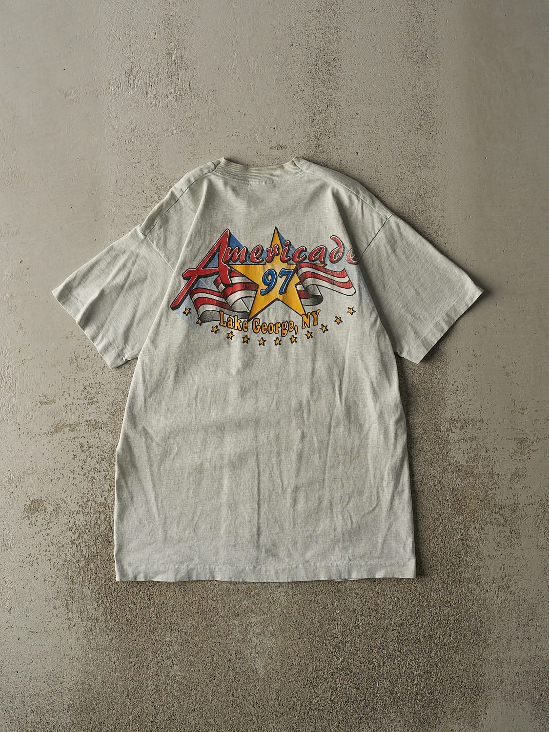 Vintage 97' Heather Grey Americade Lake George New York Tee (M/L)