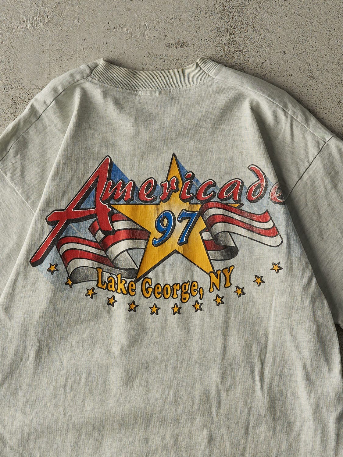 Vintage 97' Heather Grey Americade Lake George New York Tee (M/L)