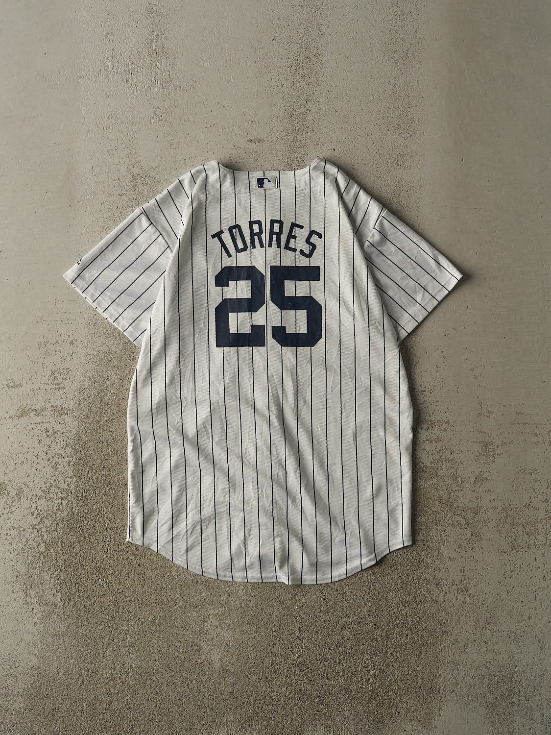 Vintage Y2K White New York Yankees #25 Gleyber Torres Pin Striped Jersey (S/M)