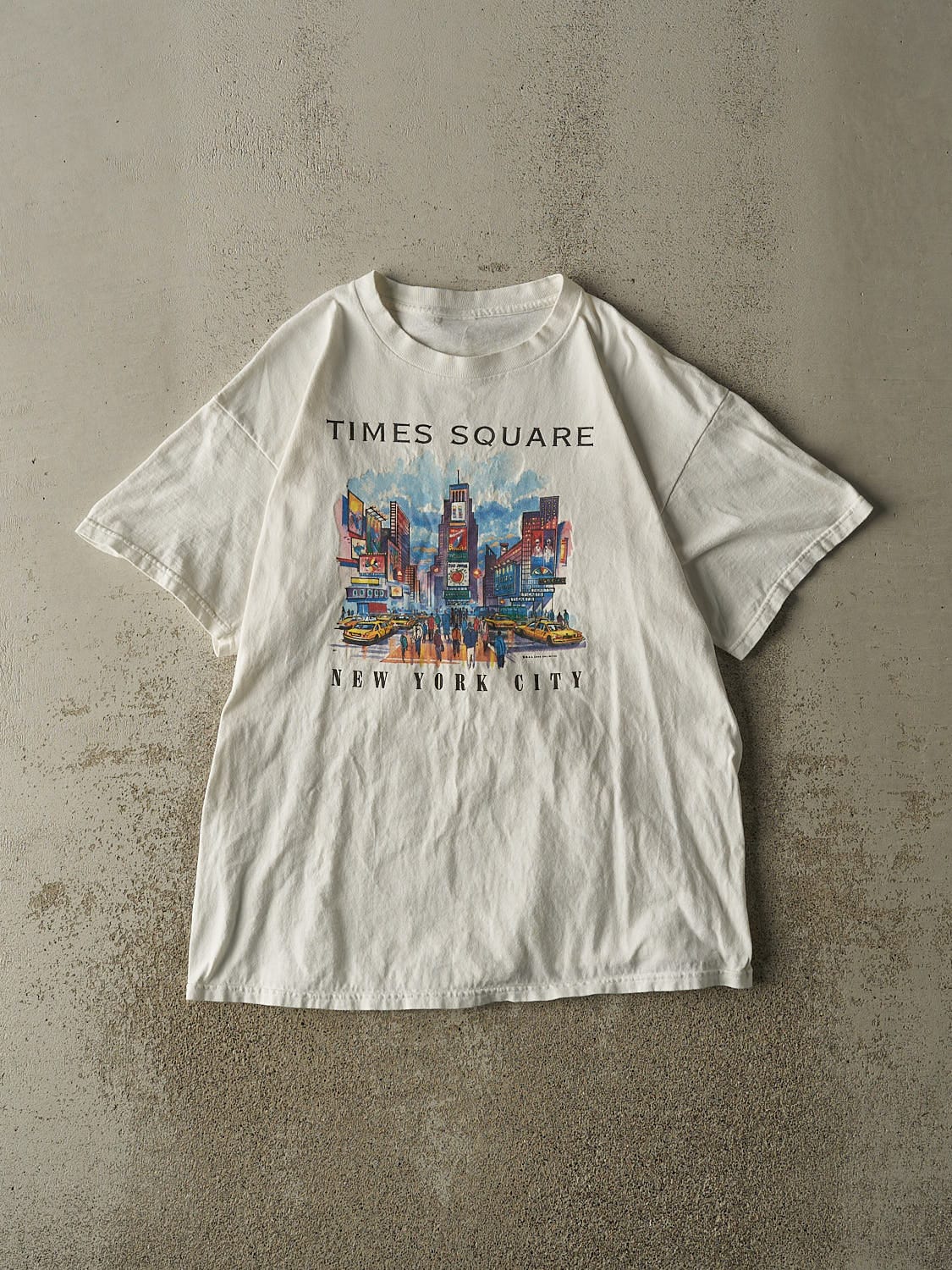 Vintage 90s White New York City Times Square Tee (L)