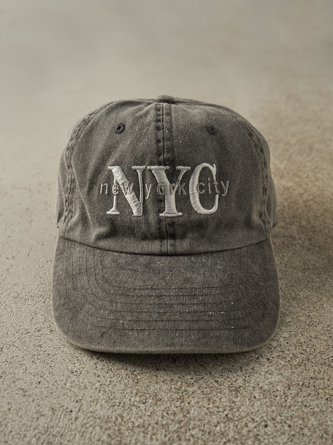 Vintage Y2K Charcoal Grey New York City Embroidered Strapback (O/S)
