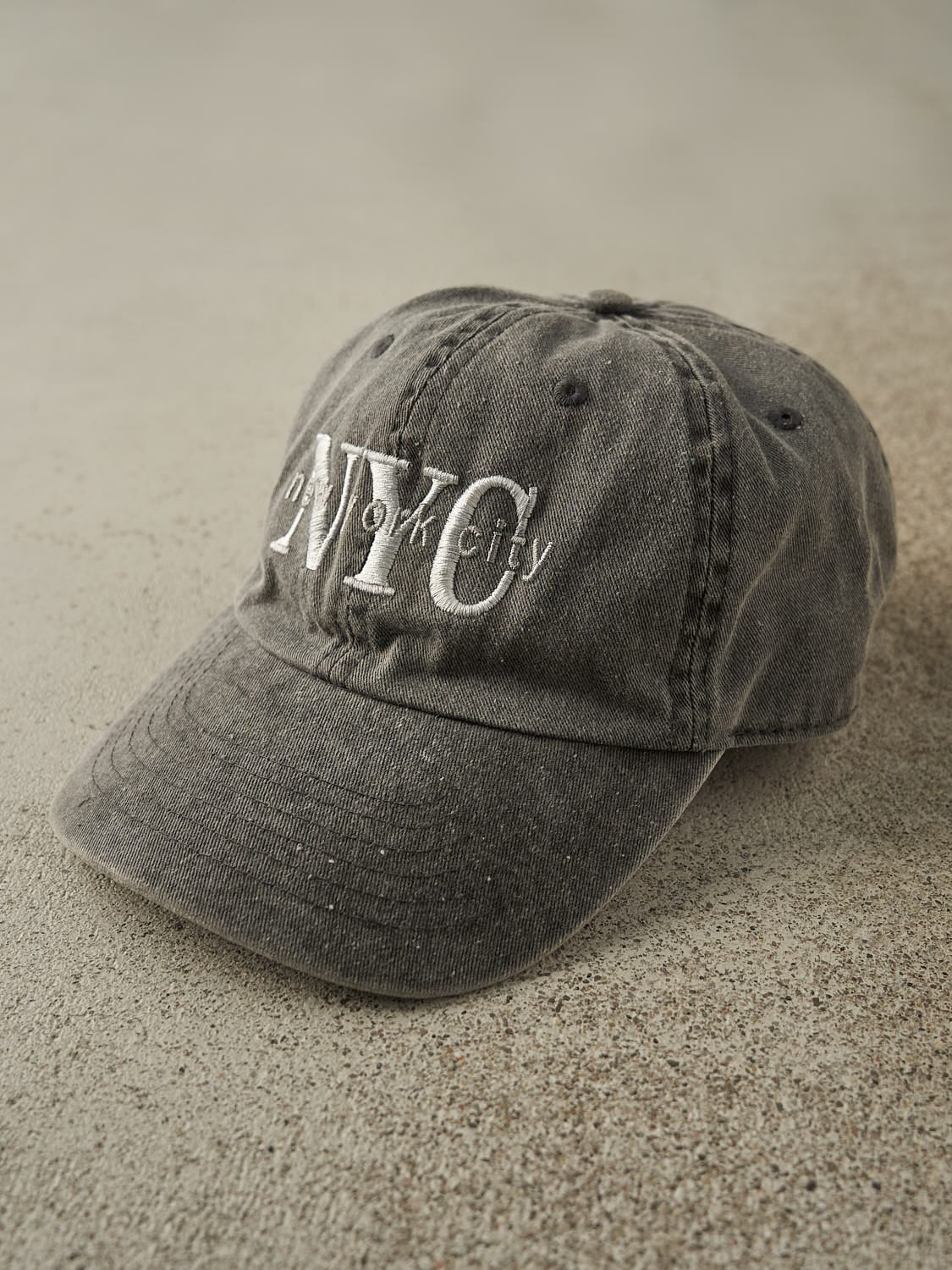 Vintage Y2K Charcoal Grey New York City Embroidered Strapback (O/S)