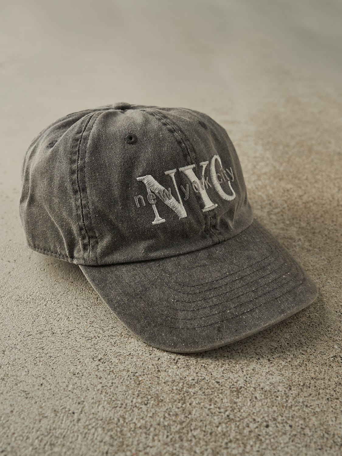 Vintage Y2K Charcoal Grey New York City Embroidered Strapback (O/S)
