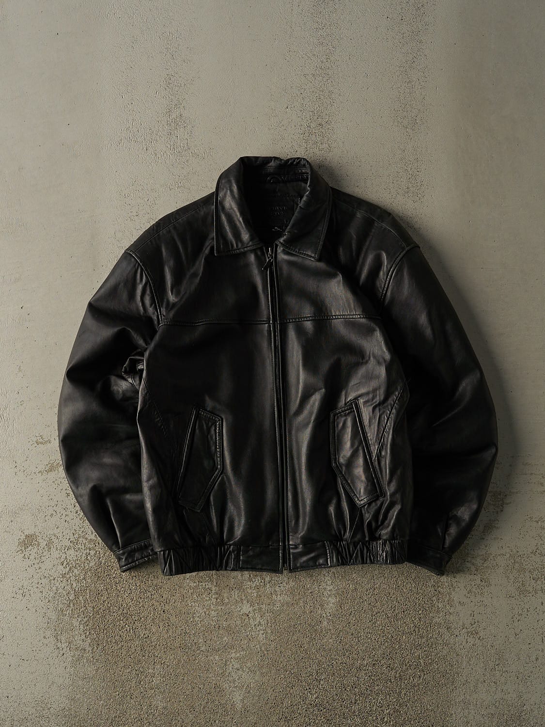 Vintage 90s Black Denver Hayes Leather Bomber Jacket (M/L)