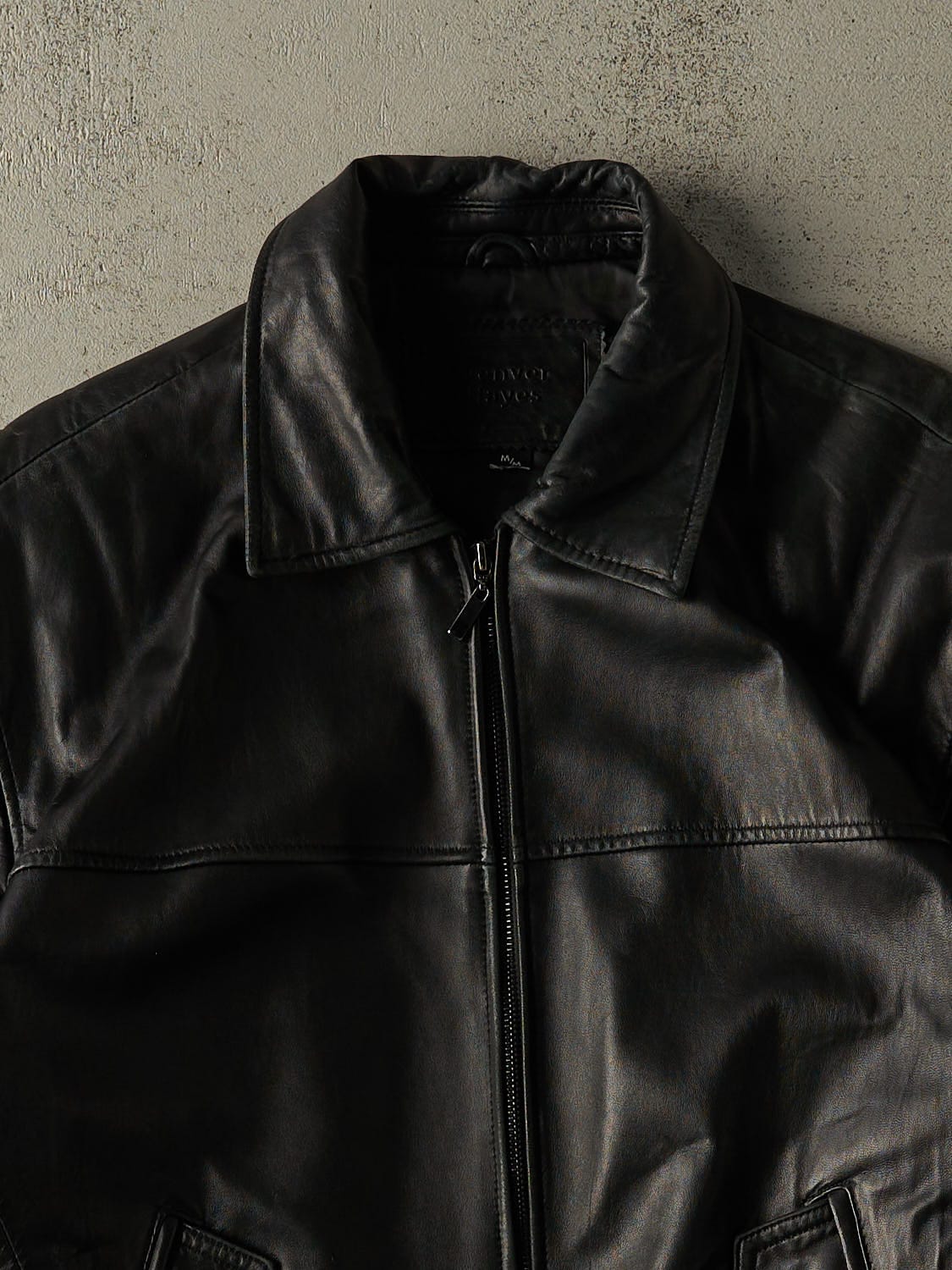 Vintage 90s Black Denver Hayes Leather Bomber Jacket (M/L)