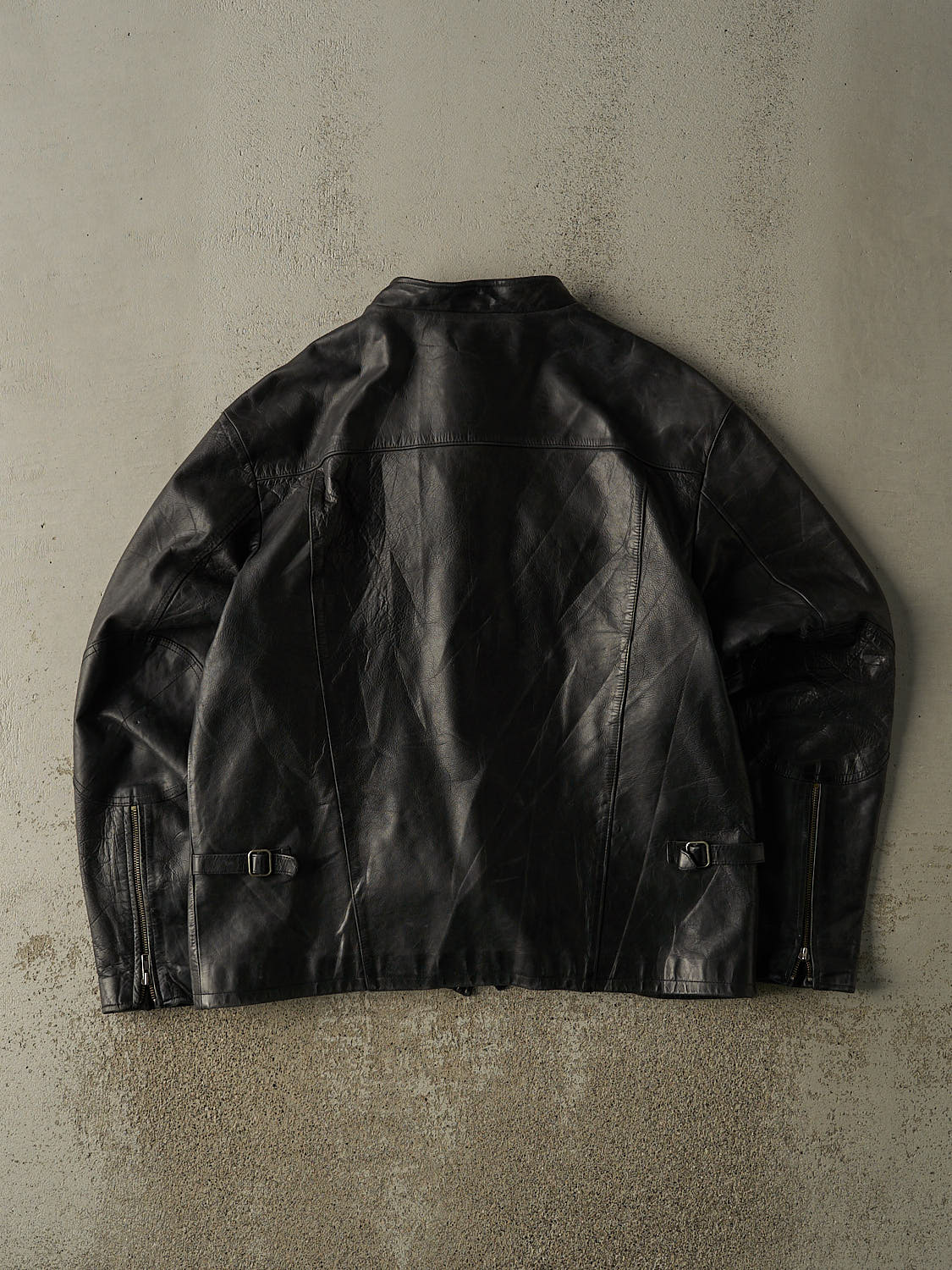 Vintage Y2K Black Structure Leather Jacket (L)