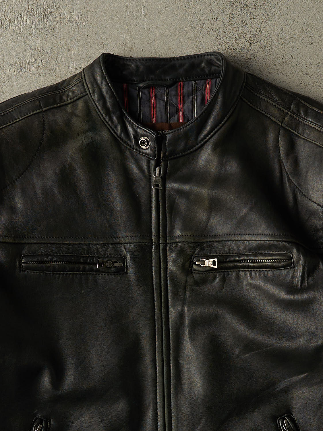 Vintage 90s Faded Black Danier Racing Leather Jacket (M/L)