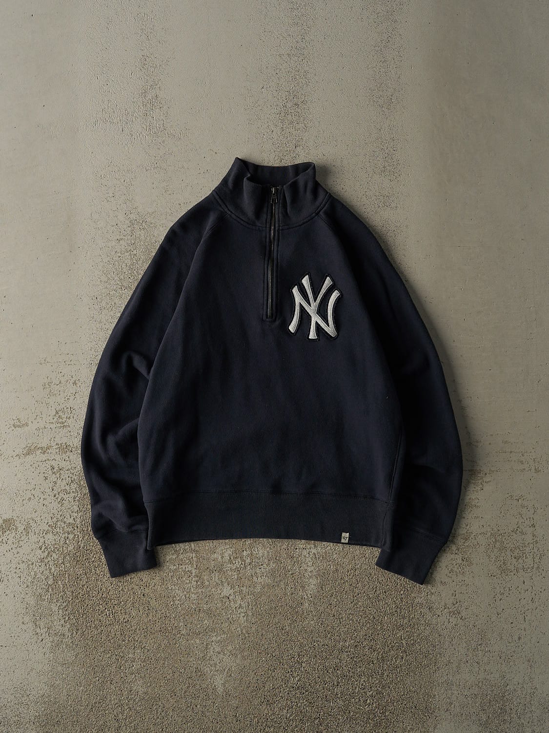 Vintage Y2K Navy Blue New York Yankees Embroidered Quarter Zip Sweater (S)