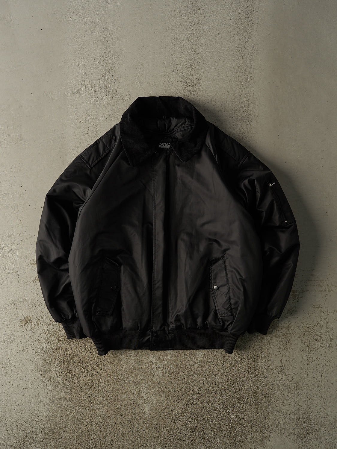 Vintage 90s Black Nylon Bomber Jacket (XL)