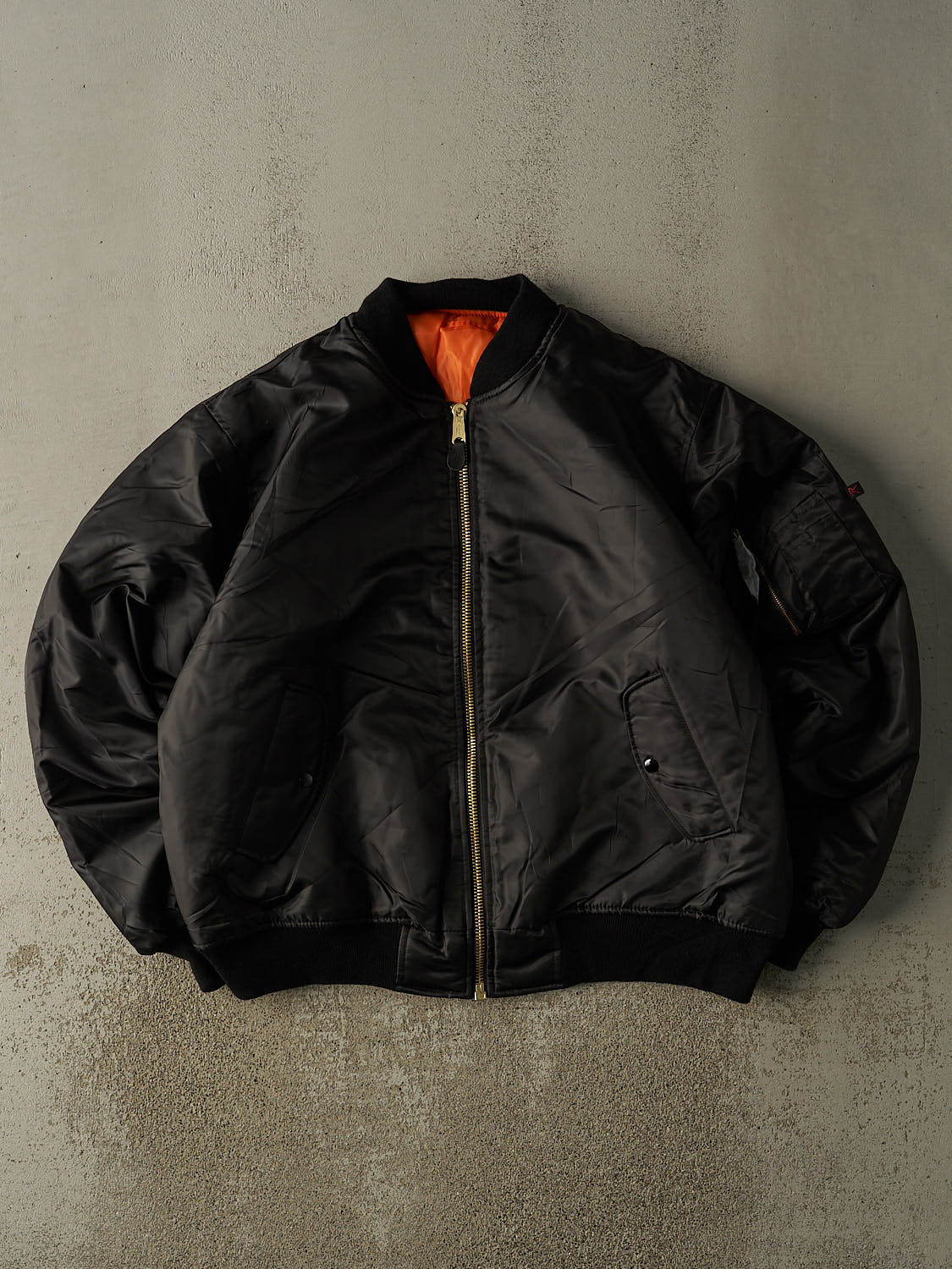 Vintage 90s Black Nylon Flight Bomber Jacket (XL/XXL)