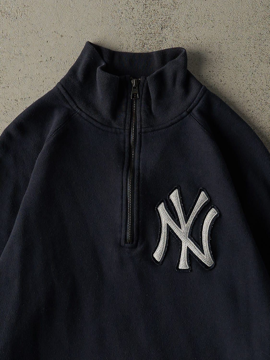 Vintage Y2K Navy Blue New York Yankees Embroidered Quarter Zip Sweater (S)