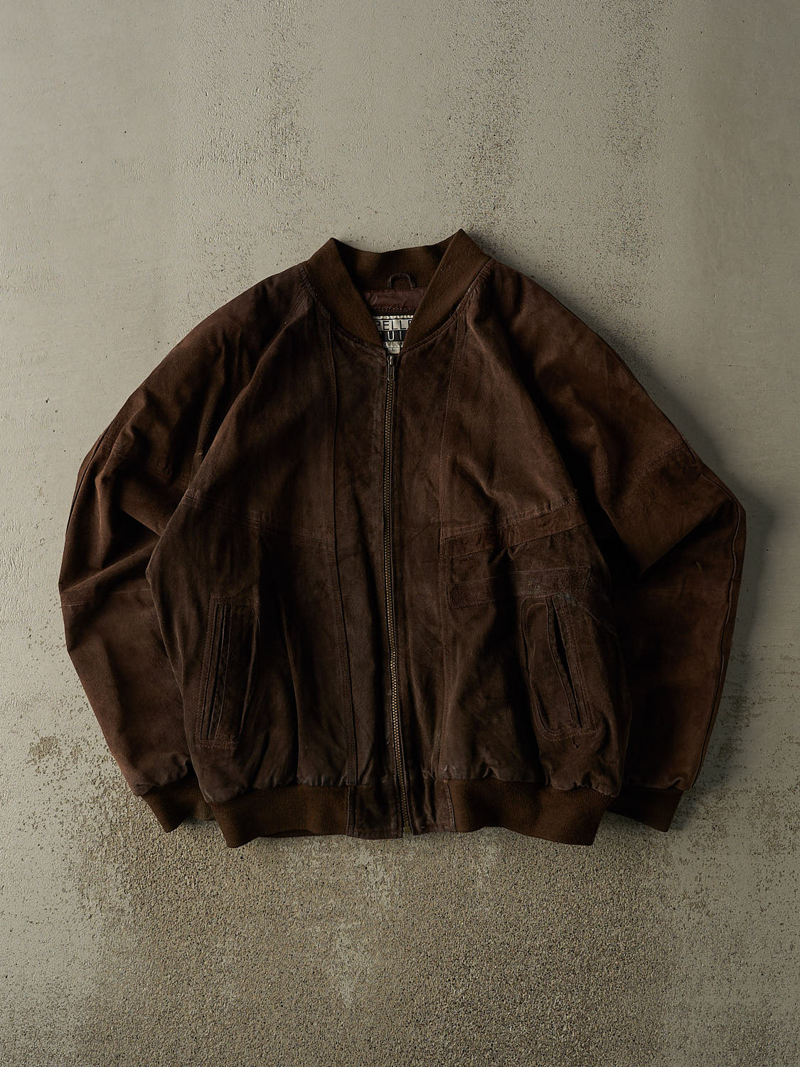 Vintage 90s Brown Suede Bomber Jacket (L/XL)