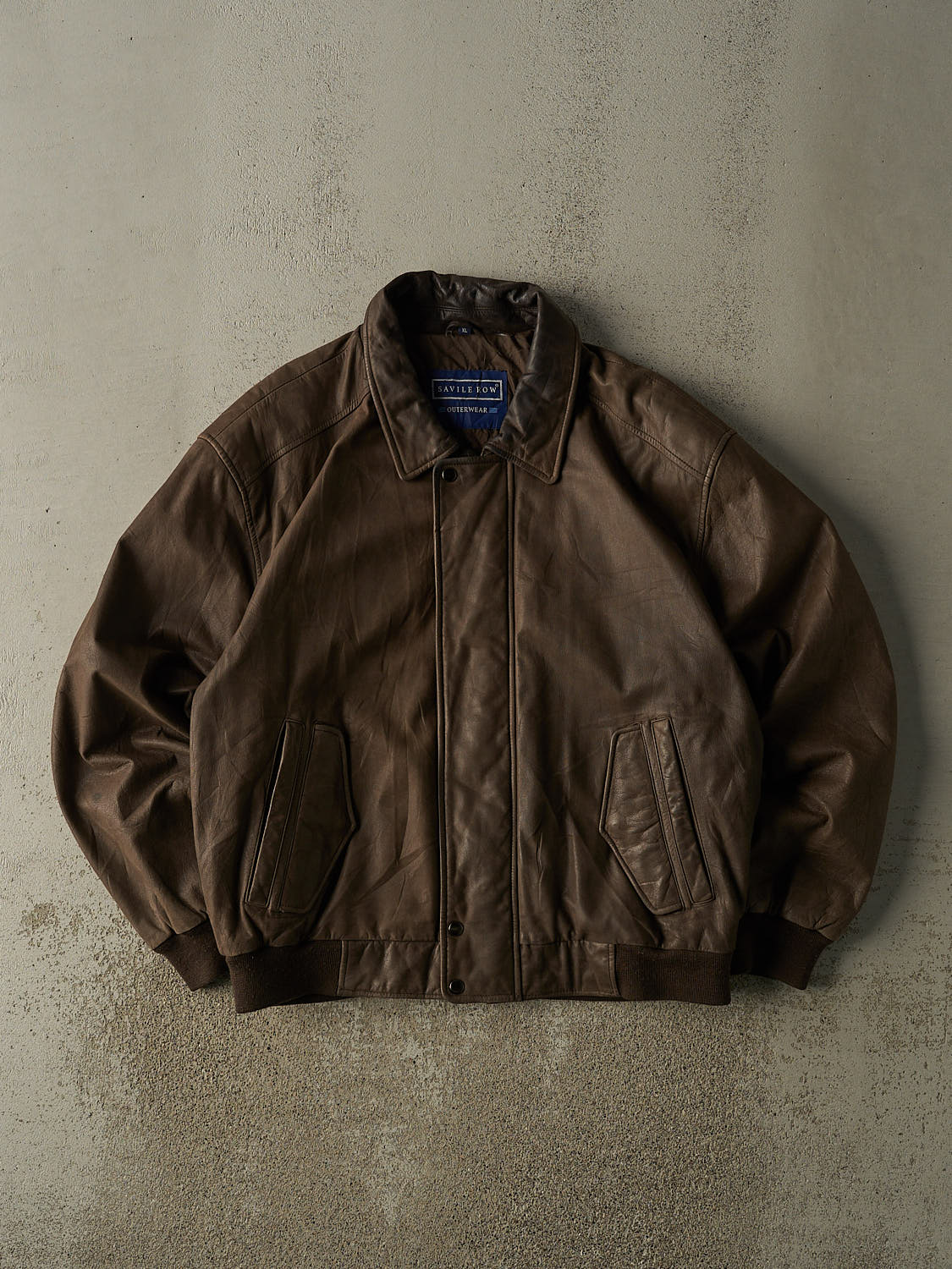 Vintage 90s Brown Leather Bomber Jacket (L/XL)