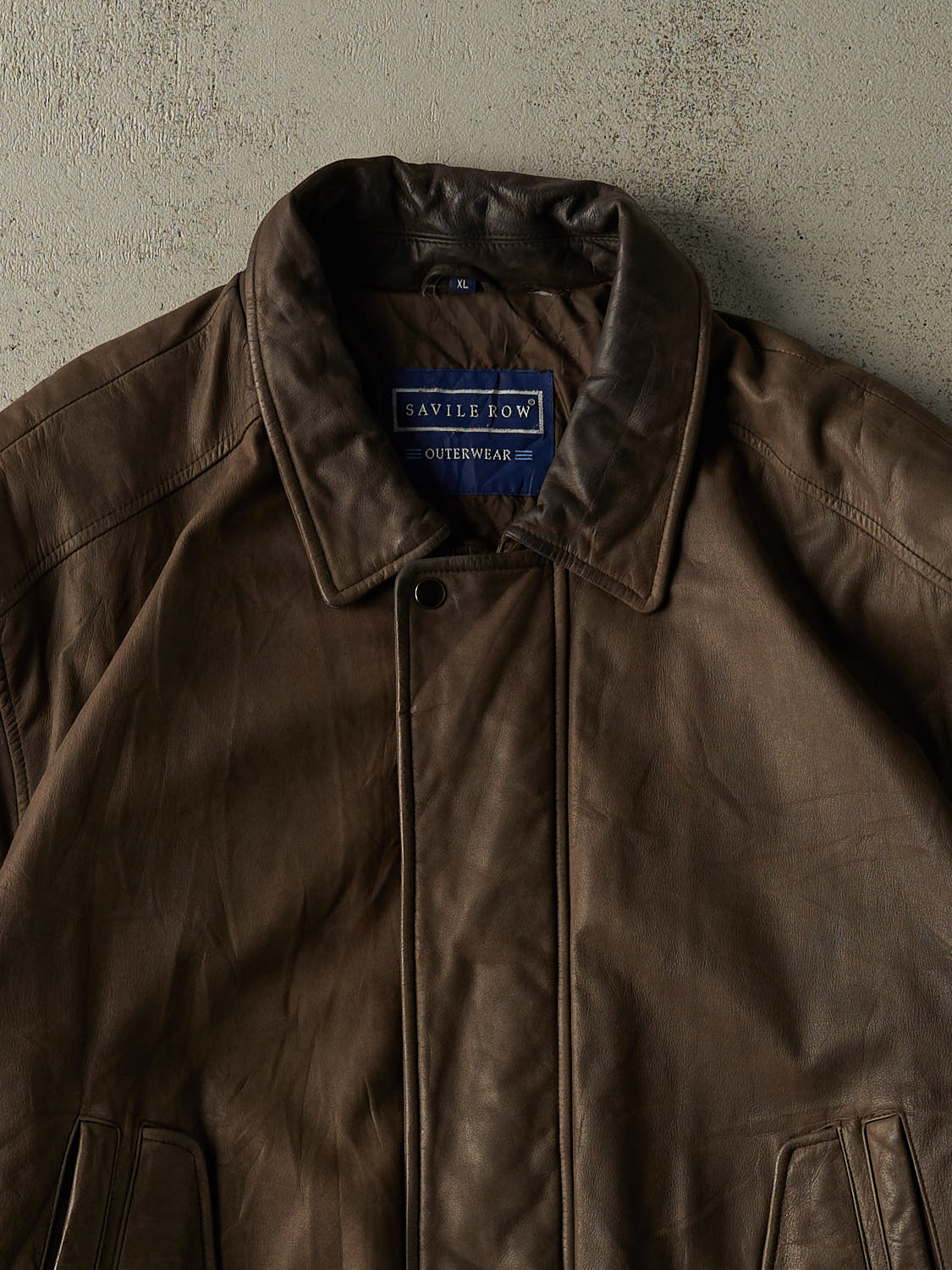 Vintage 90s Brown Leather Bomber Jacket (L/XL)