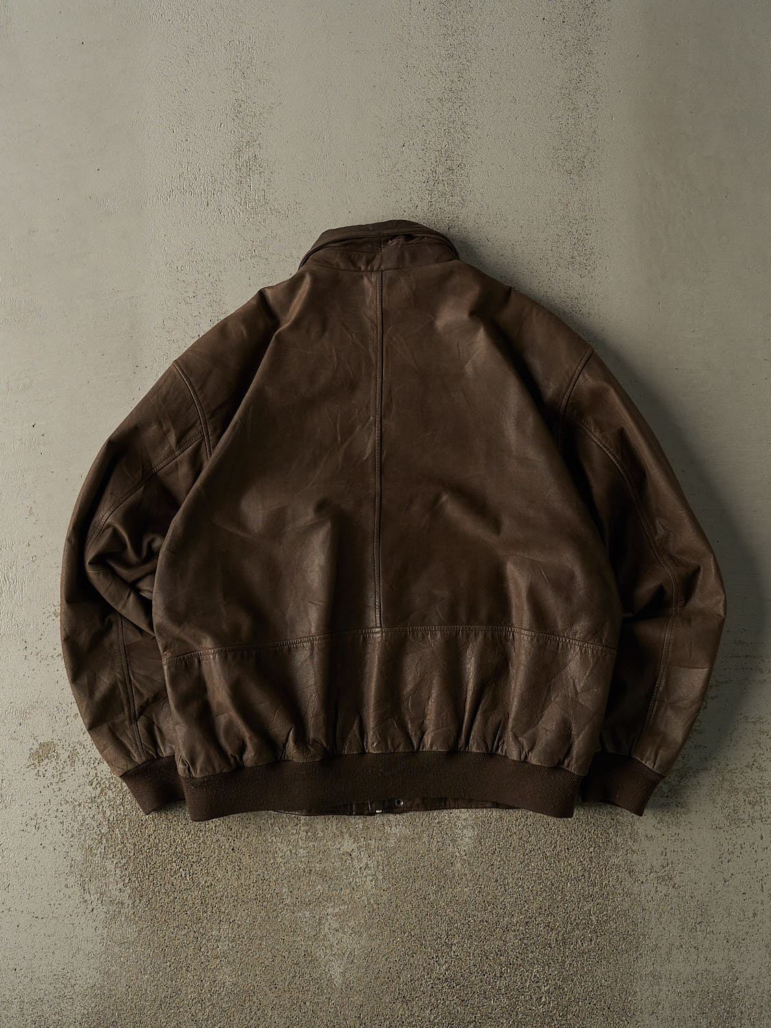 Vintage 90s Brown Leather Bomber Jacket (L/XL)