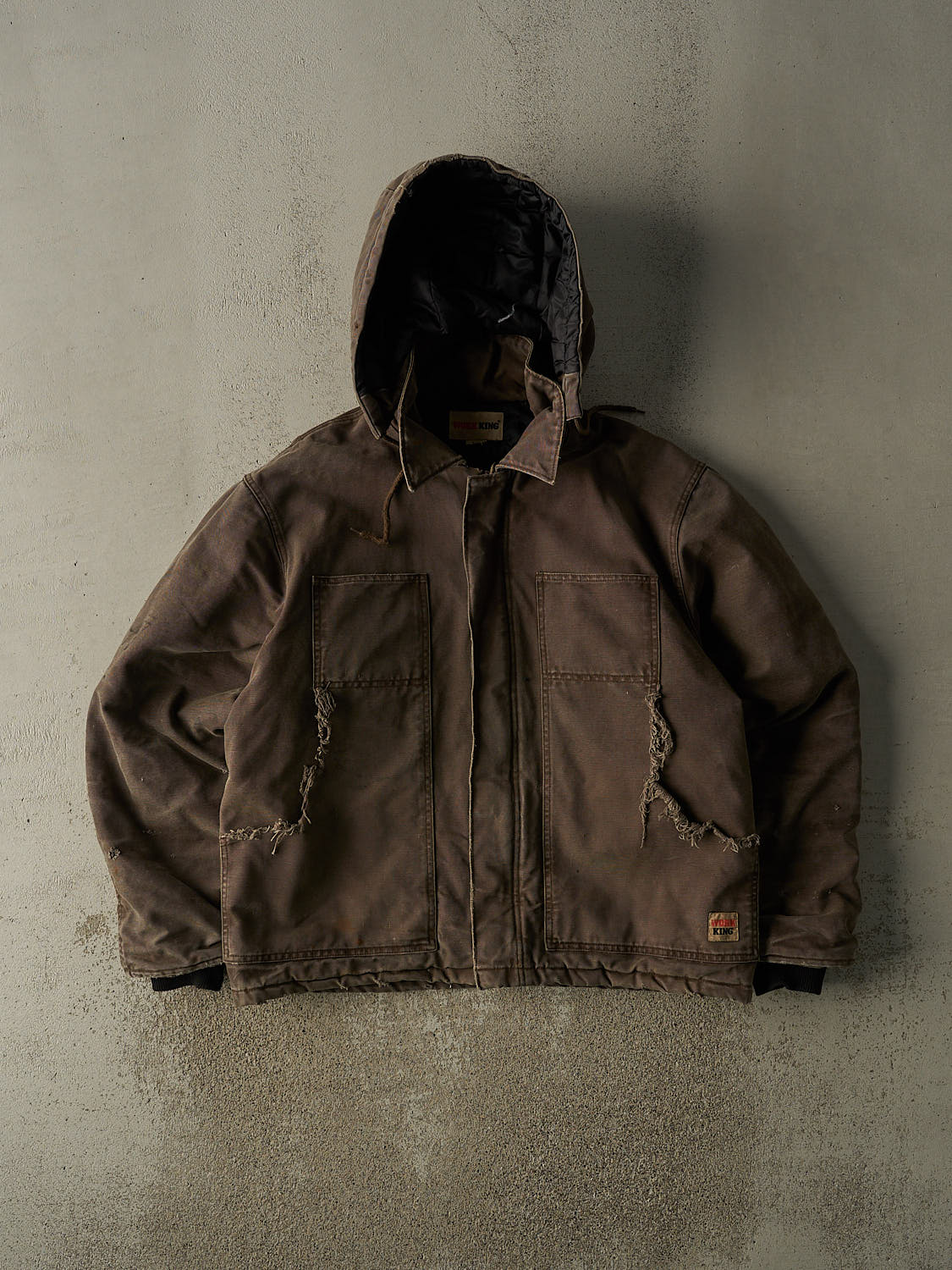 Vintage 90s Brown Work King Hooded Work Jacket (L/XL)