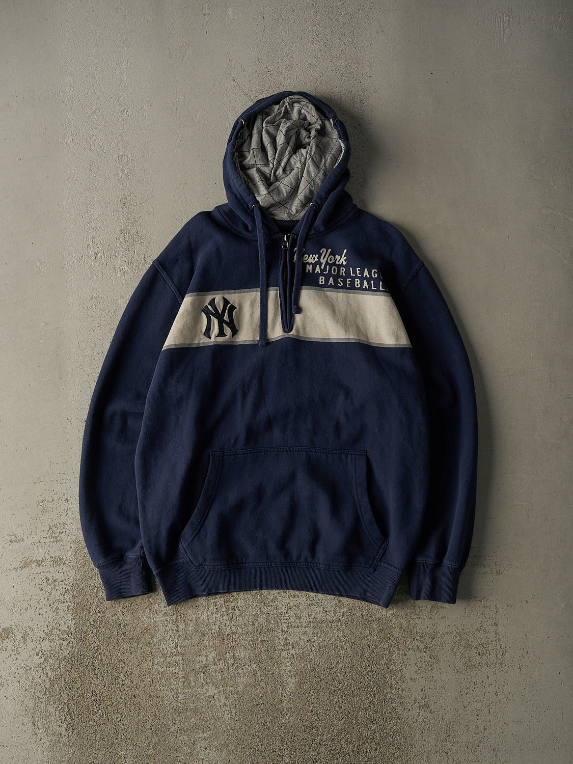 Vintage 11' Navy Blue New York Yankees Quarter Zip Hoodie (XXL)
