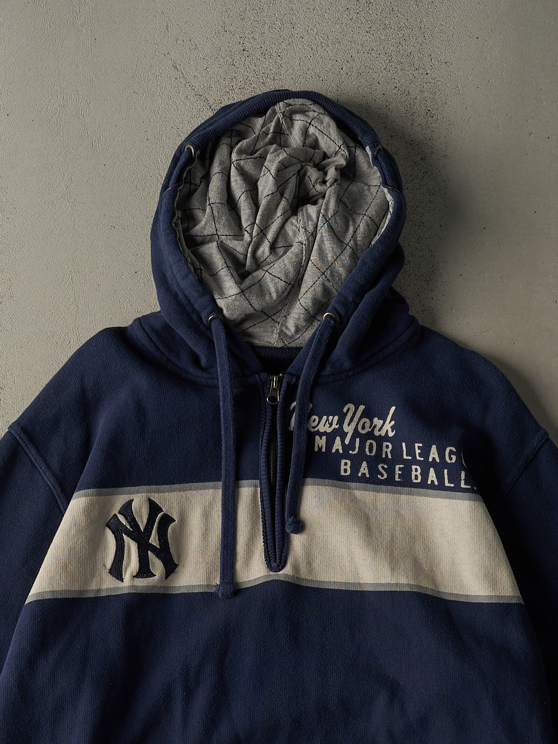 Vintage 11' Navy Blue New York Yankees Quarter Zip Hoodie (XXL)