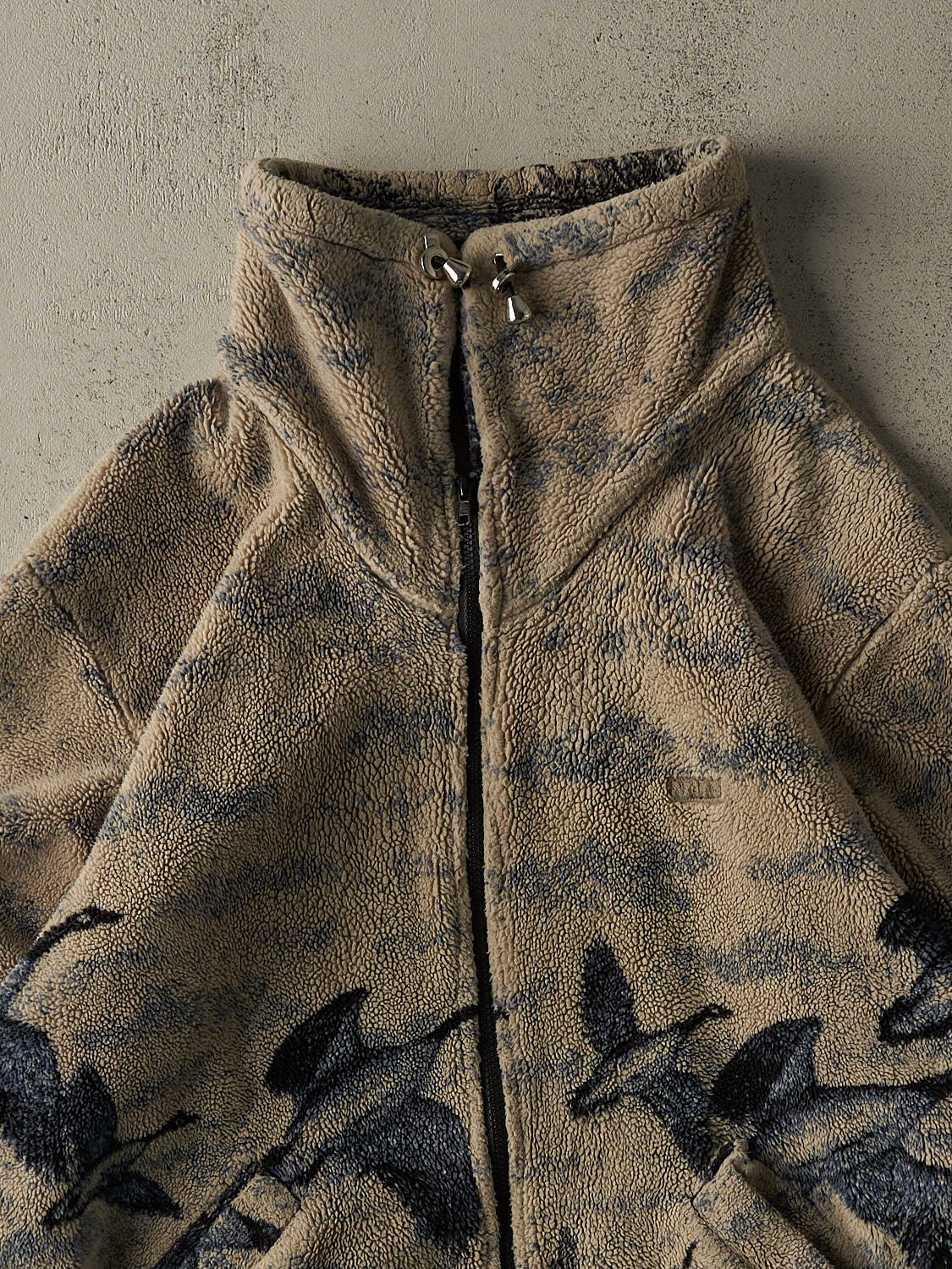Vintage 90s Beige & Blue Wildlife Fleece Jacket (XXL)