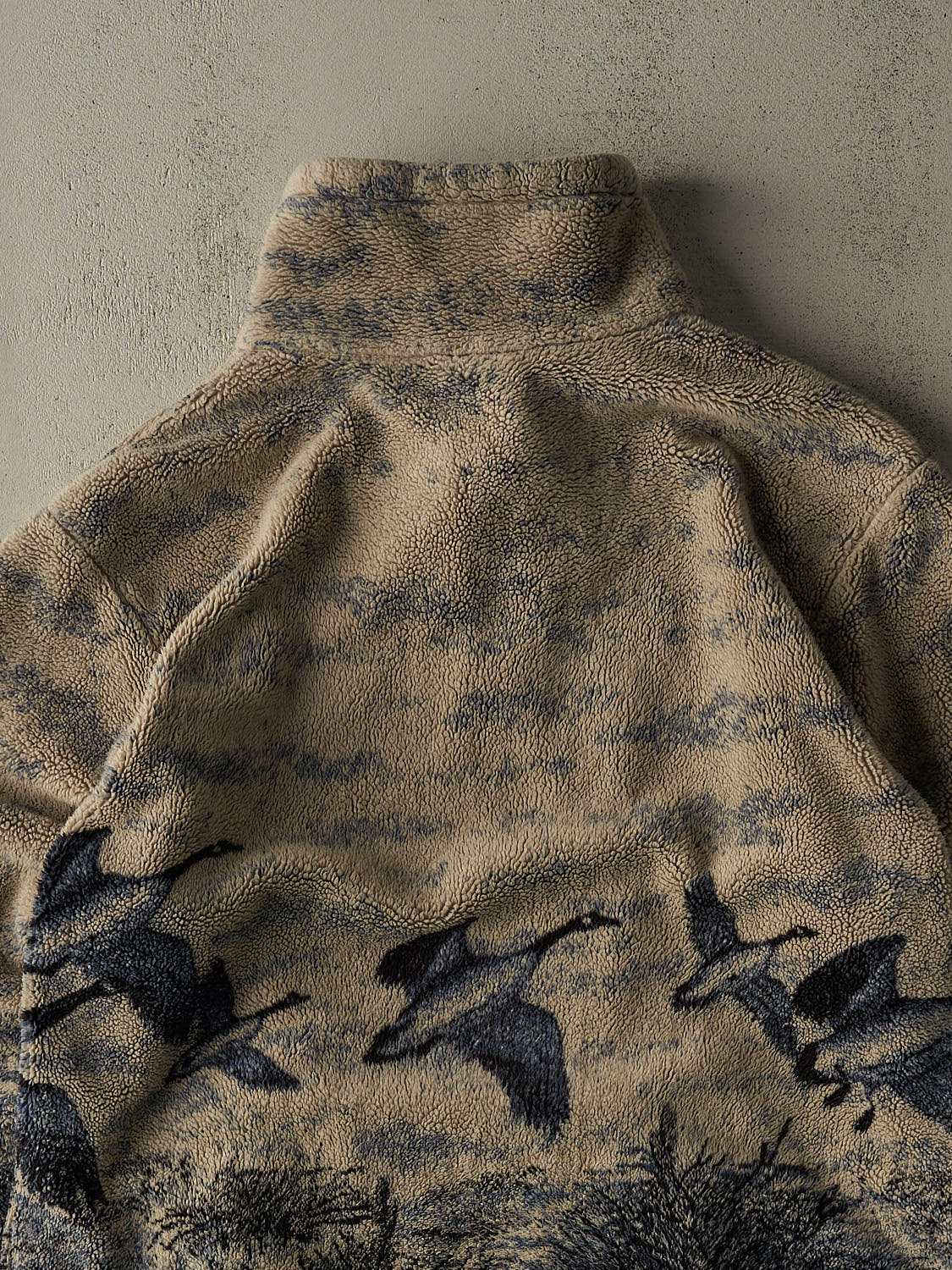 Vintage 90s Beige & Blue Wildlife Fleece Jacket (XXL)
