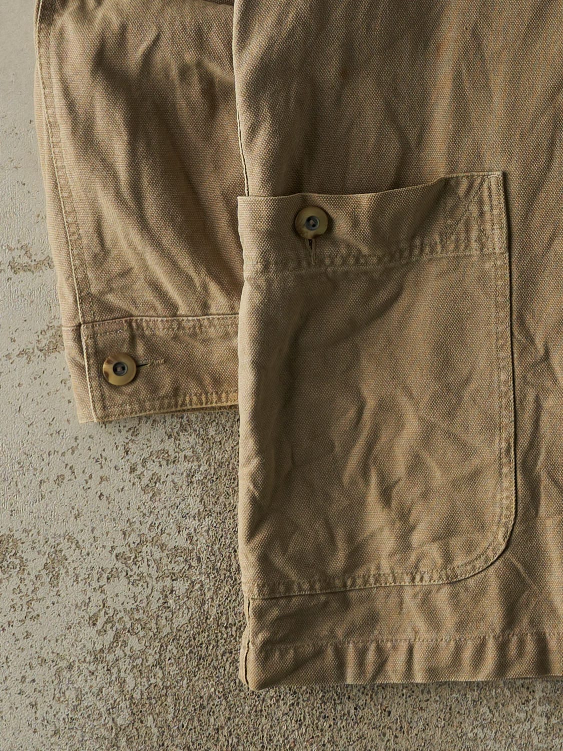 Vintage 90s Beige Eddie Bauer Flannel Lined Chore Jacket (M)
