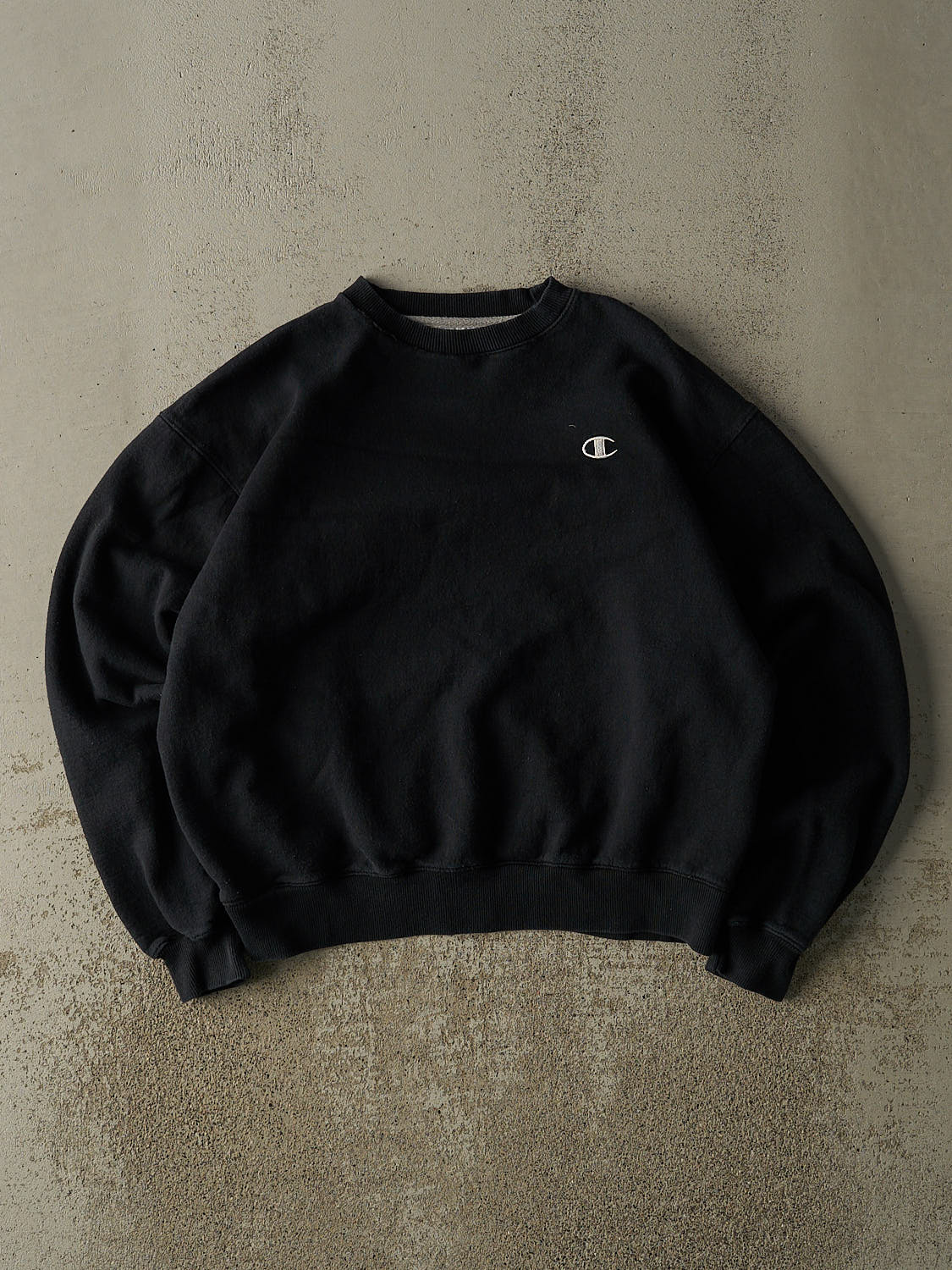 Vintage Y2K Black Champion Embroidered Crewneck (S/M)