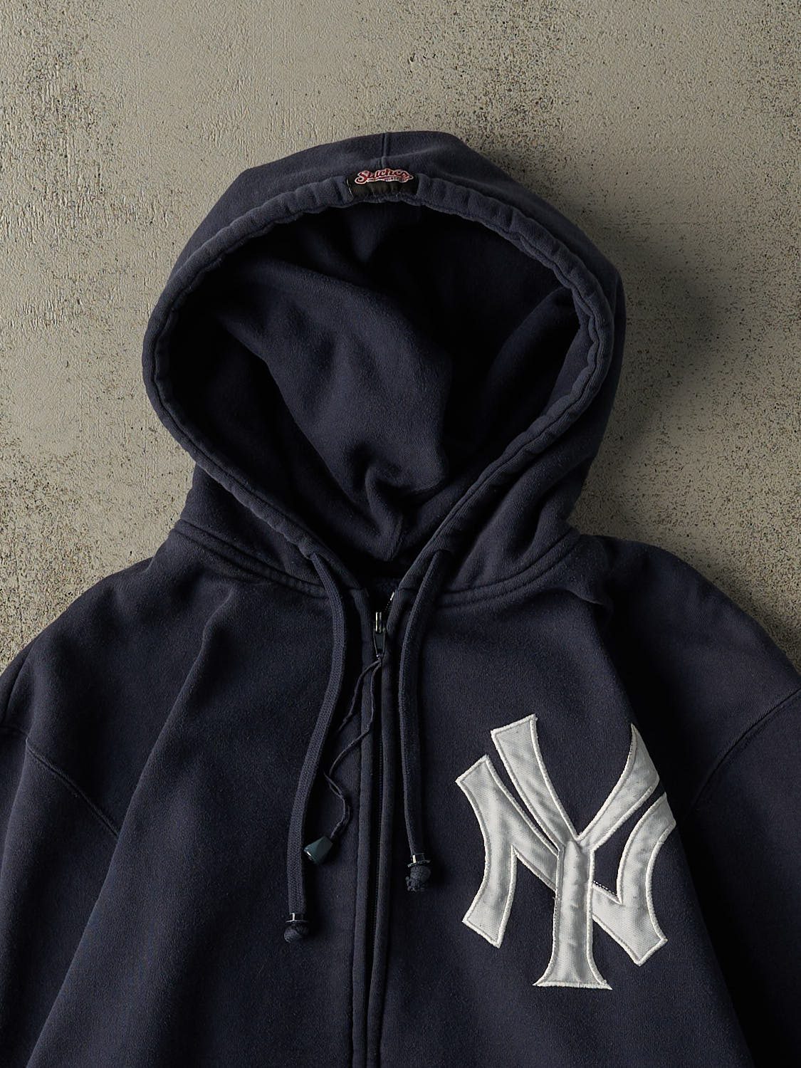 Vintage 90s Navy Blue New York Yankees Embroidered Zip Up Hoodie (M/L)
