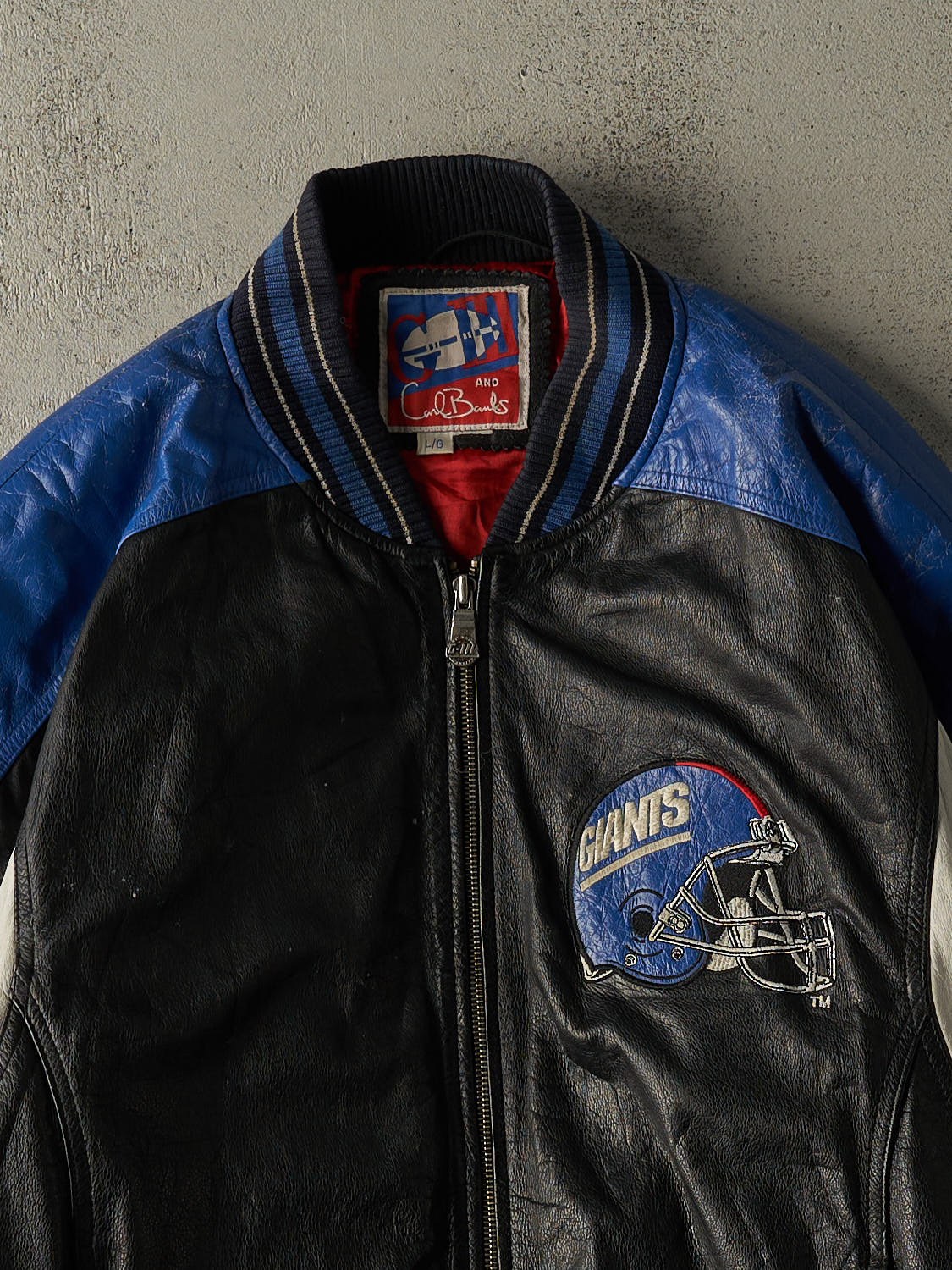 Vintage 90s Black New York Giants Giants G-III Carl Banks Leather Jacket (XL)
