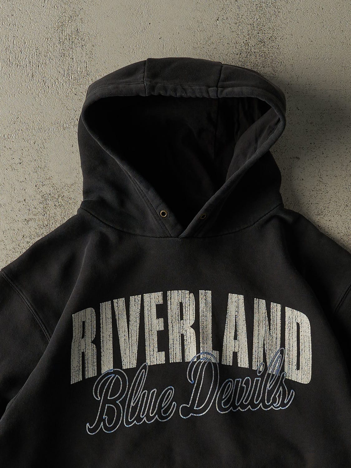 Vintage 90s Black Riverland Blue Devils Hoodie (M)