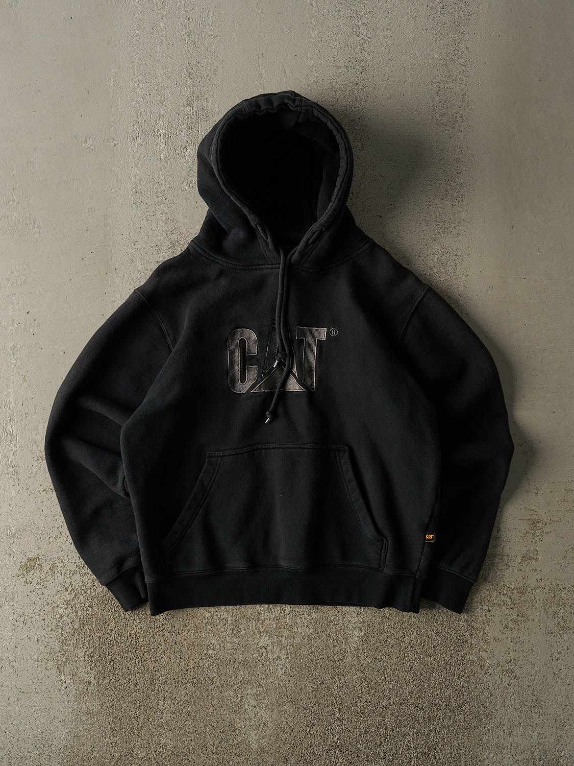 Vintage 90s Black CAT Embroidered Hoodie (S/M)