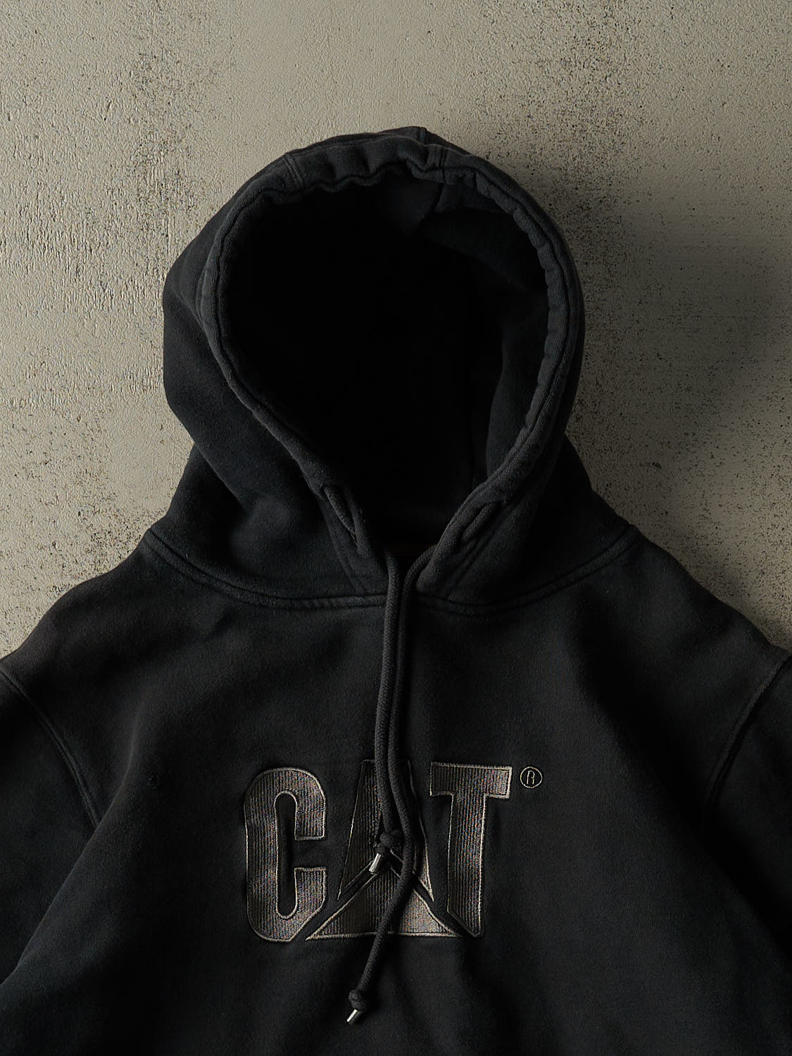 Vintage 90s Black CAT Embroidered Hoodie (S/M)