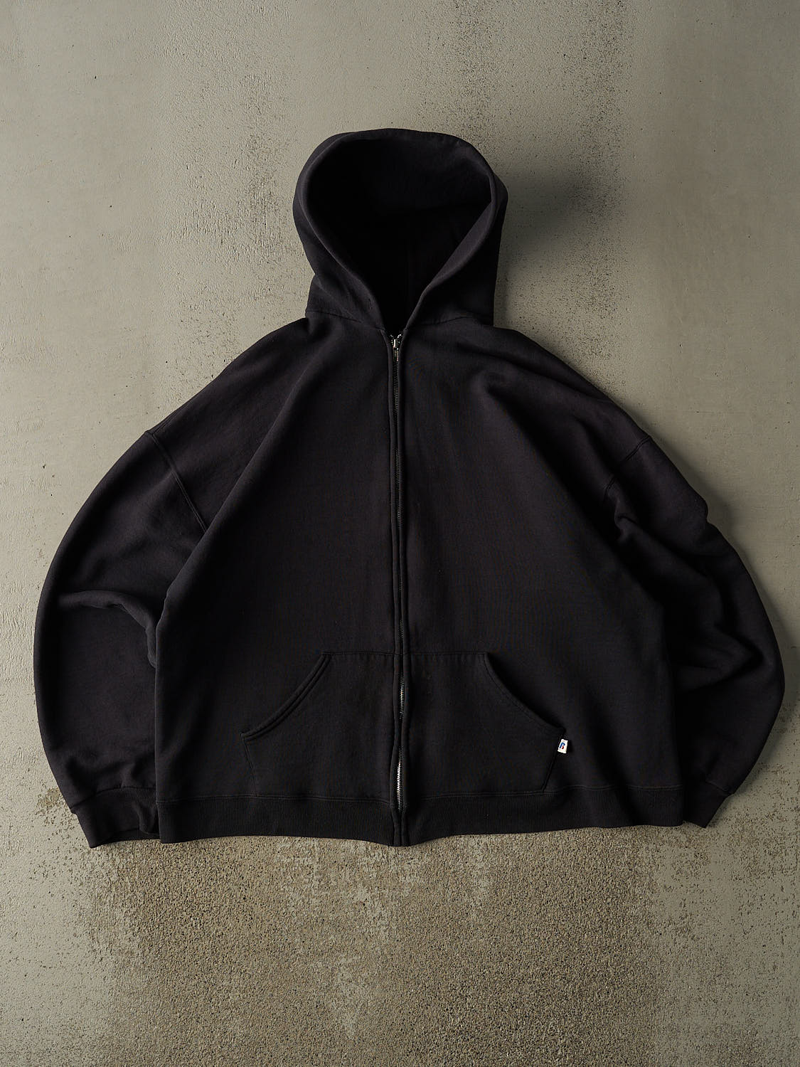 Vintage 90s Faded Black Russell Athletic Zip Up Hoodie (XL/XXL)